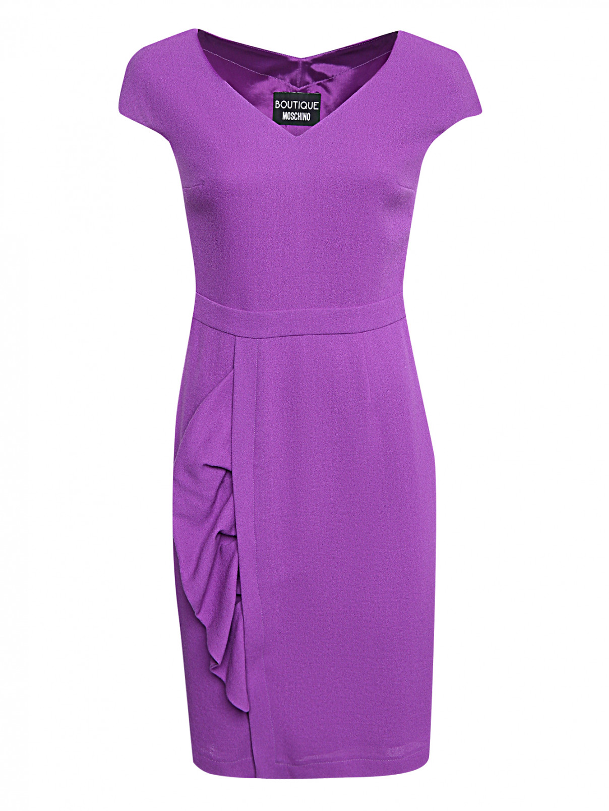 Платье из шерсти с воланом BOUTIQUE MOSCHINO  –  Общий вид  – Цвет:  Фиолетовый