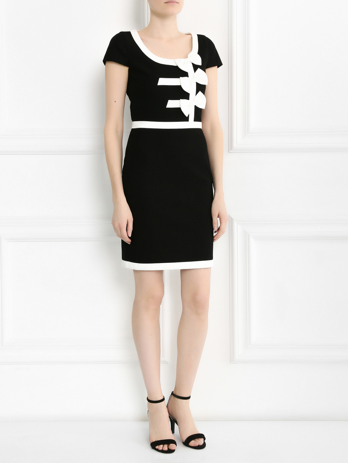 Платье-мини из хлопка с контрастной отделкой Moschino Boutique  –  Модель Общий вид  – Цвет:  Черный
