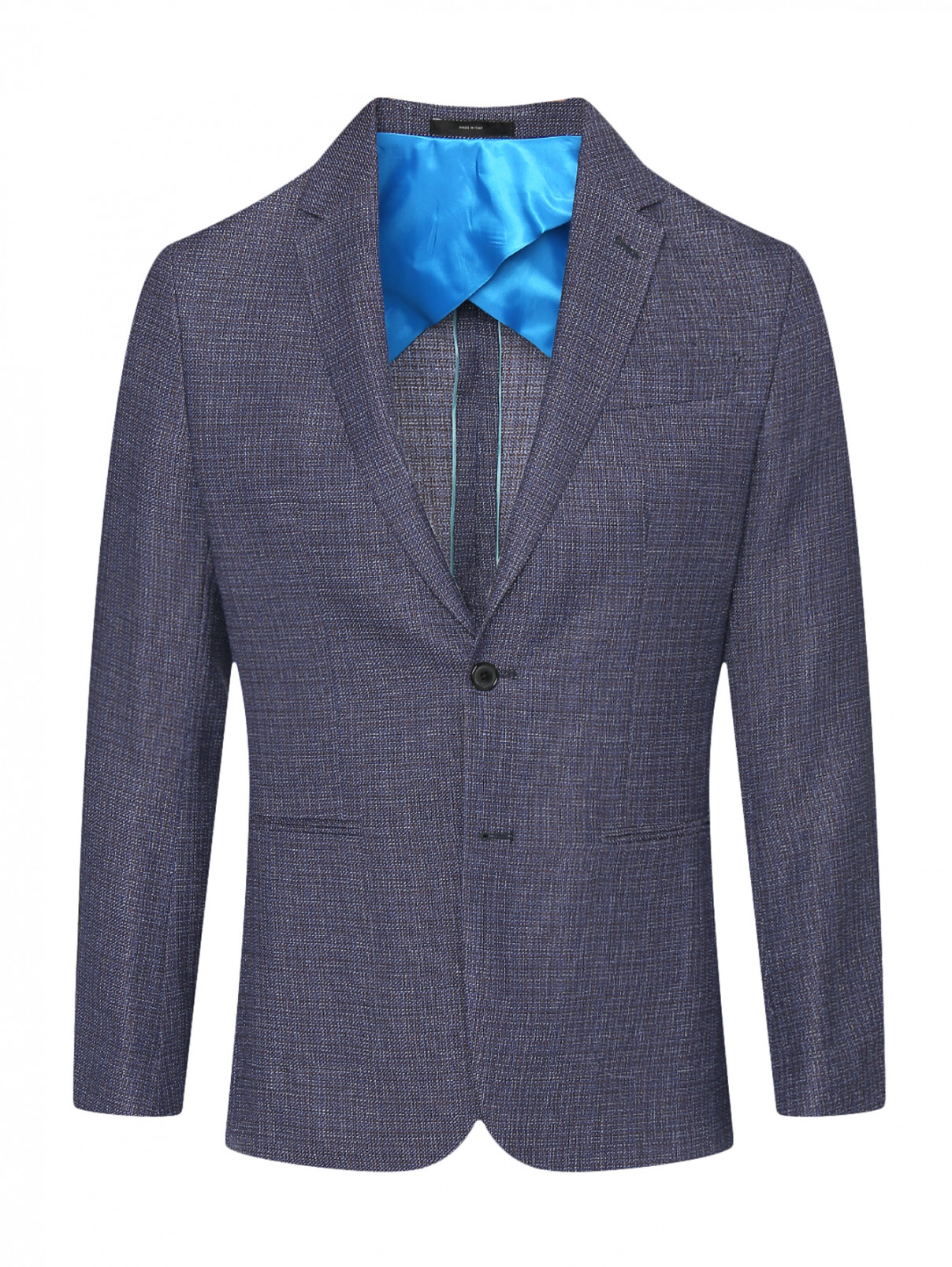 Однобортный пиджак из шерсти и льна Paul Smith  –  Общий вид  – Цвет:  Синий