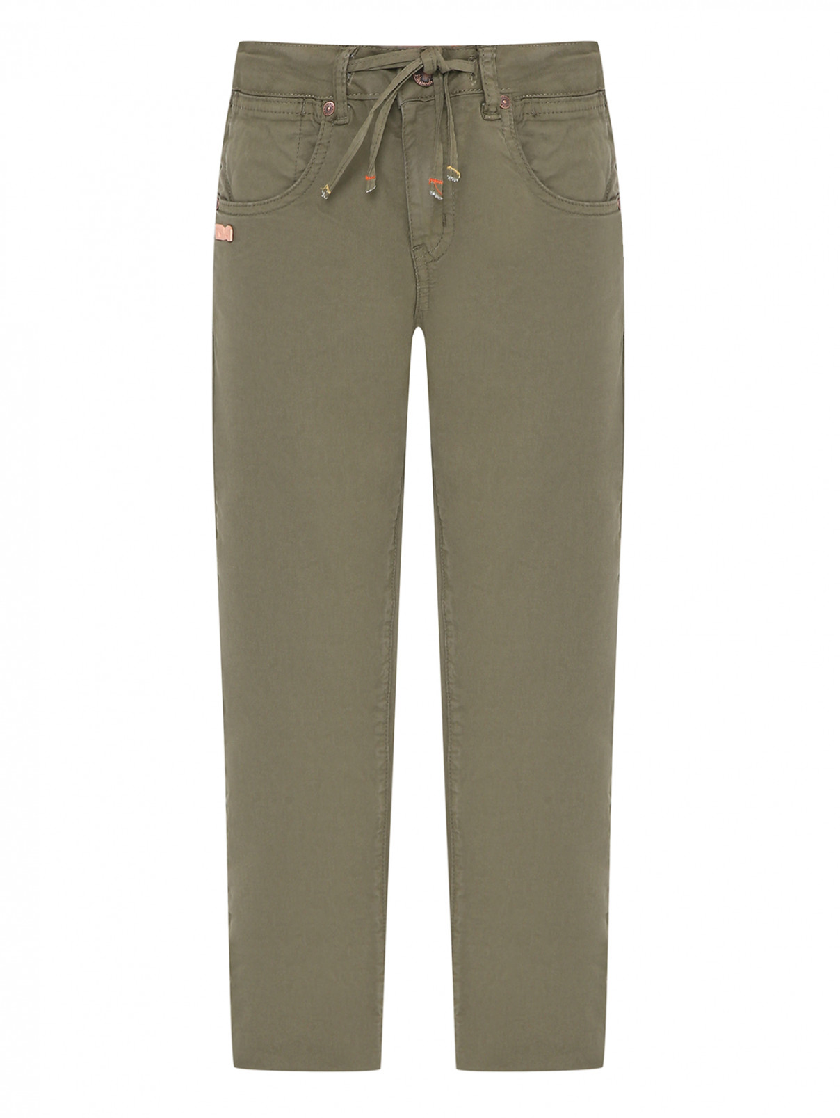 Хлопковые брюки с завязками Daniele Alessandrini  –  Общий вид  – Цвет:  Зеленый