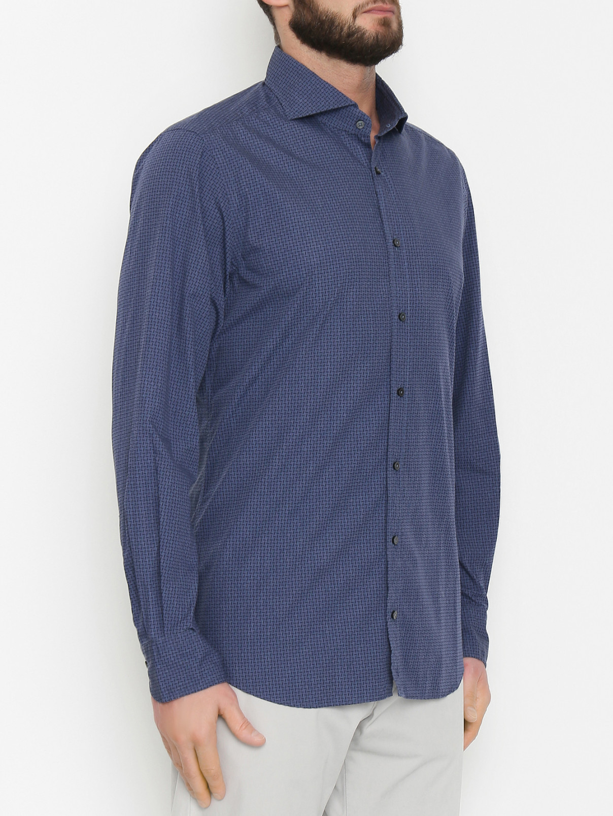 Рубашка из хлопка с узором Windsor  –  МодельВерхНиз  – Цвет:  Узор