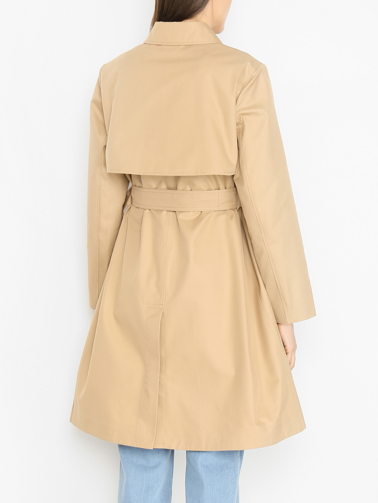 Плащ из смешанного хлопка с поясом Weekend Max Mara  –  МодельВерхНиз1  – Цвет:  Бежевый