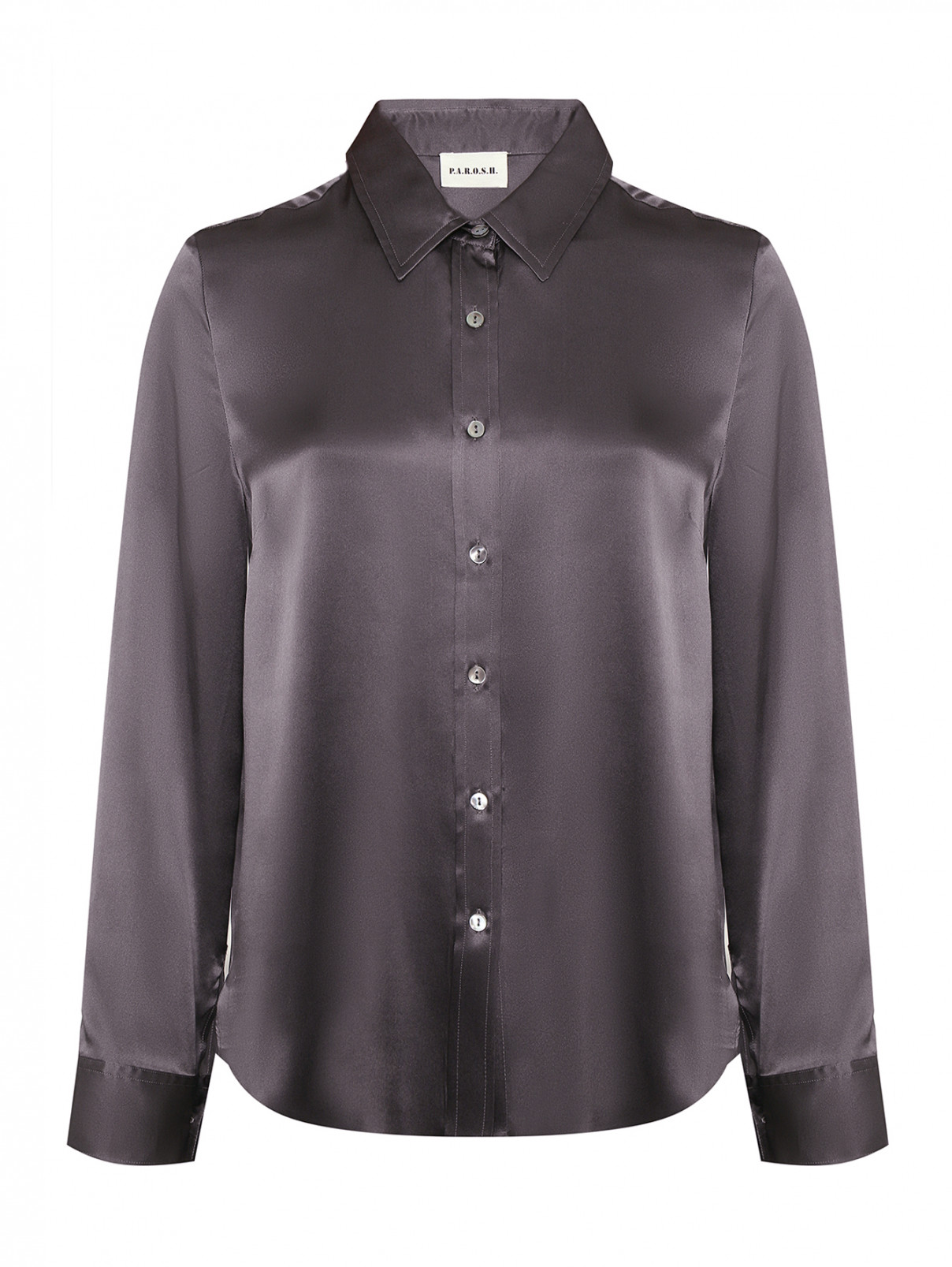 Блуза однотонная из шелка P.A.R.O.S.H.  –  Общий вид  – Цвет:  Черный