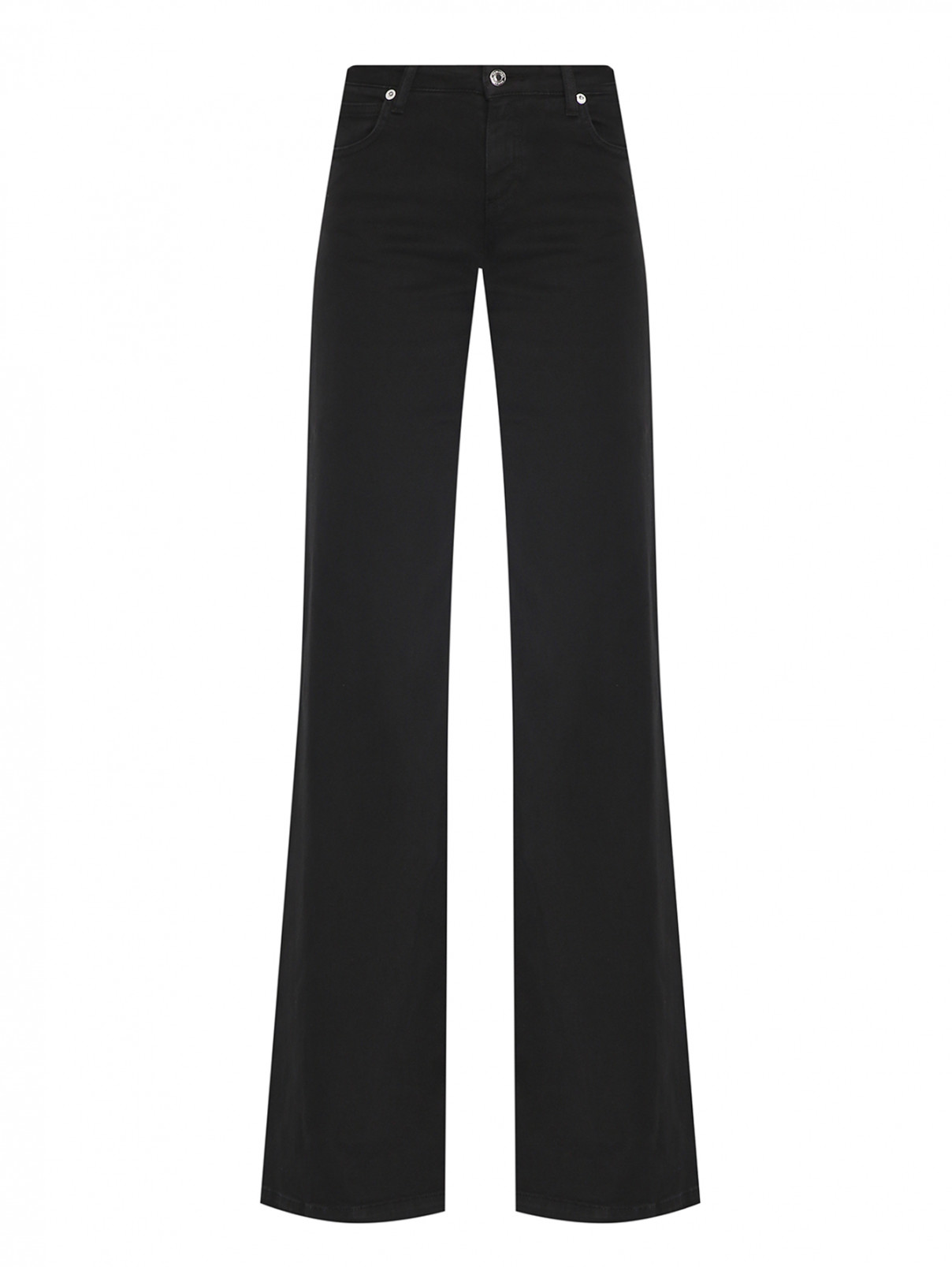 Широкие джинсы из темного денима Ermanno Firenze  –  Общий вид  – Цвет:  Черный