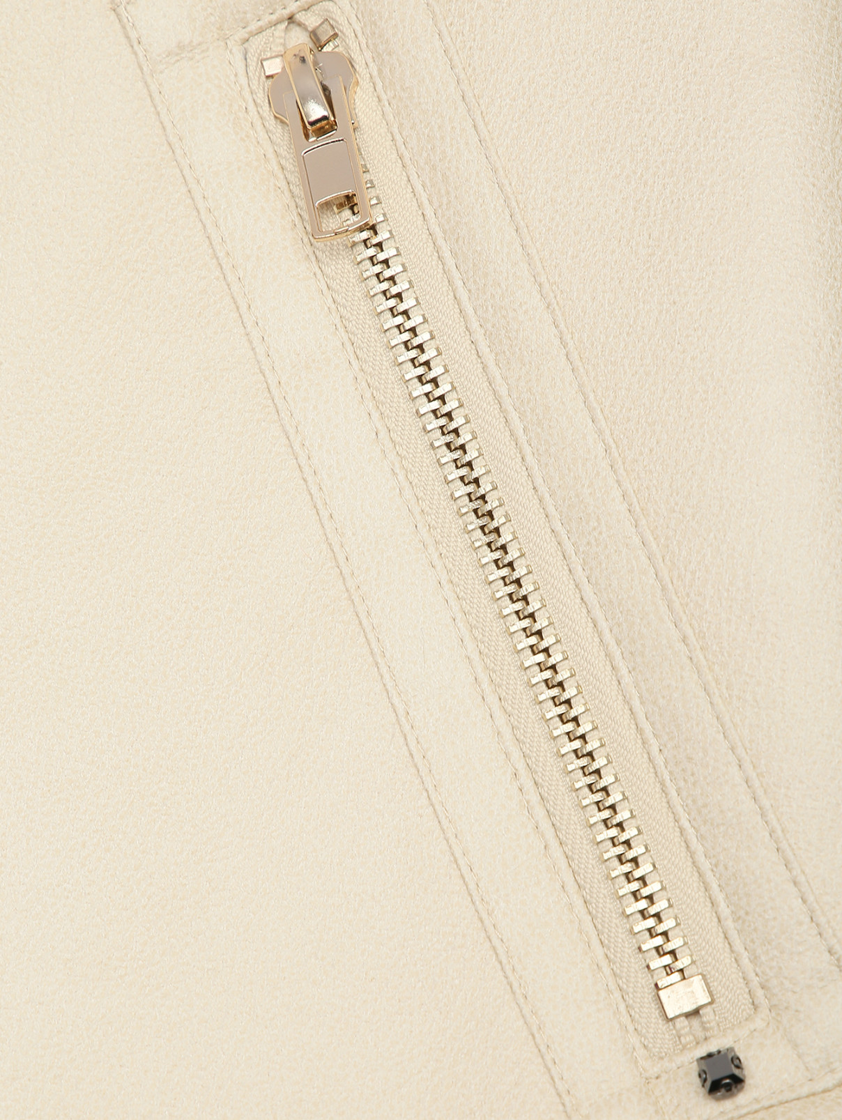 Удлиненная дубленка на молнии Marina Rinaldi  –  Деталь  – Цвет:  Белый