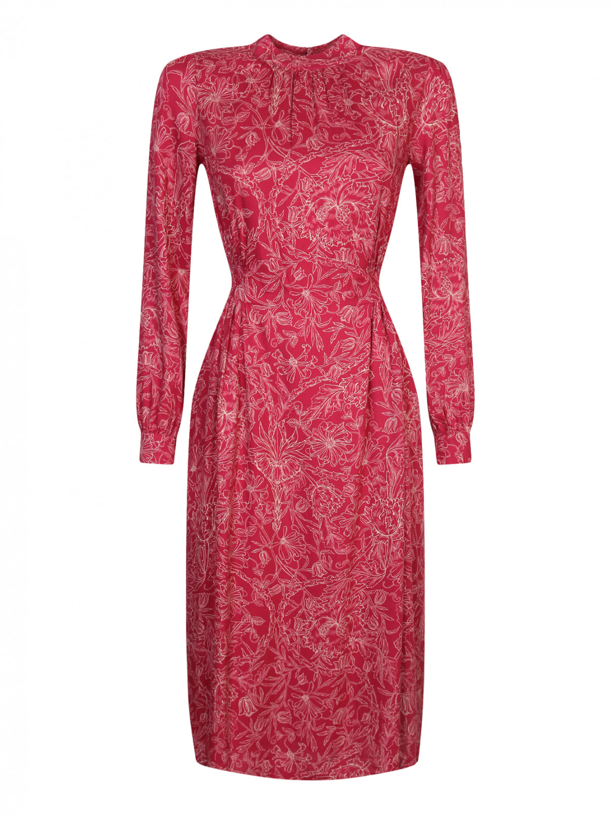 Платье-миди с узором Akhmadullina Dreams  –  Общий вид  – Цвет:  Красный