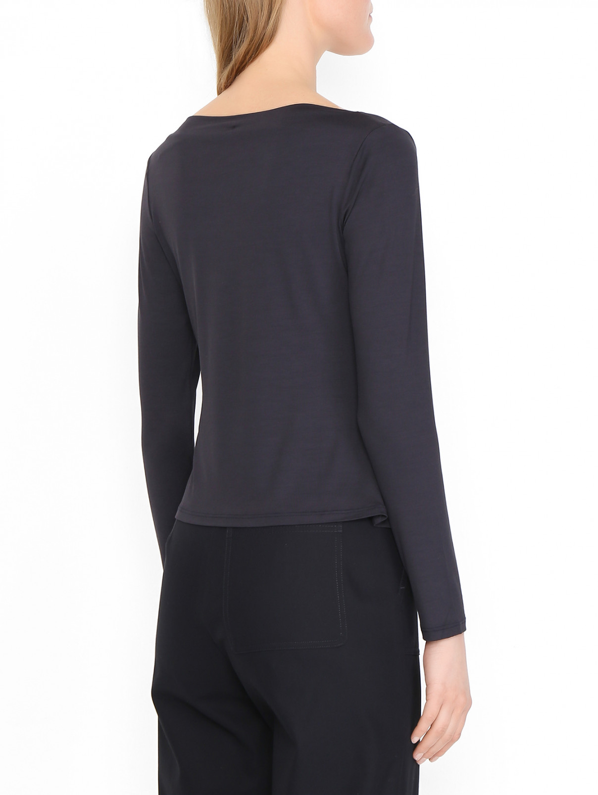 Трикотажная блуза с драпировкой Max Mara  –  МодельВерхНиз1  – Цвет:  Синий