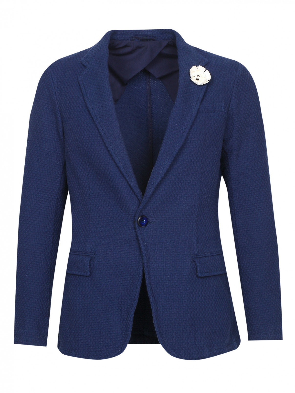 Пиджак из фактурного хлопка Armani Jeans  –  Общий вид  – Цвет:  Синий
