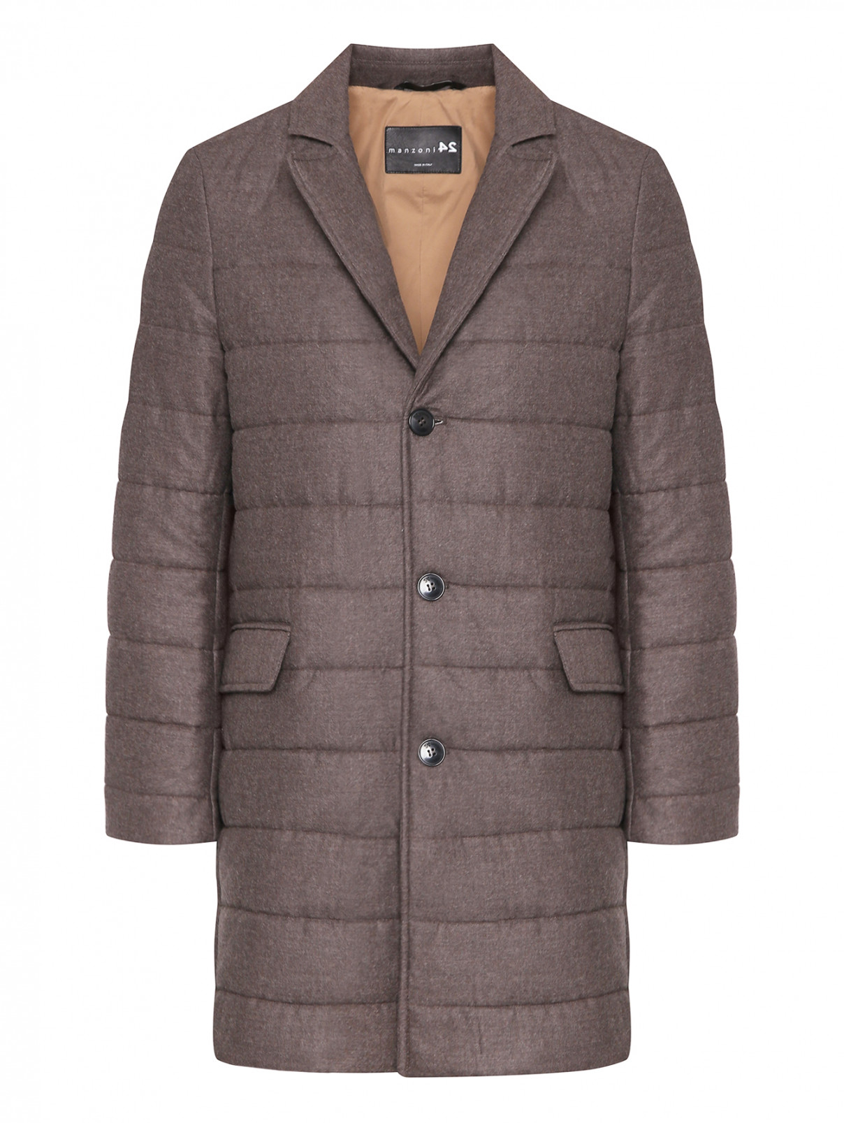Стеганое пальто из шерсти Manzoni 24  –  Общий вид  – Цвет:  Коричневый