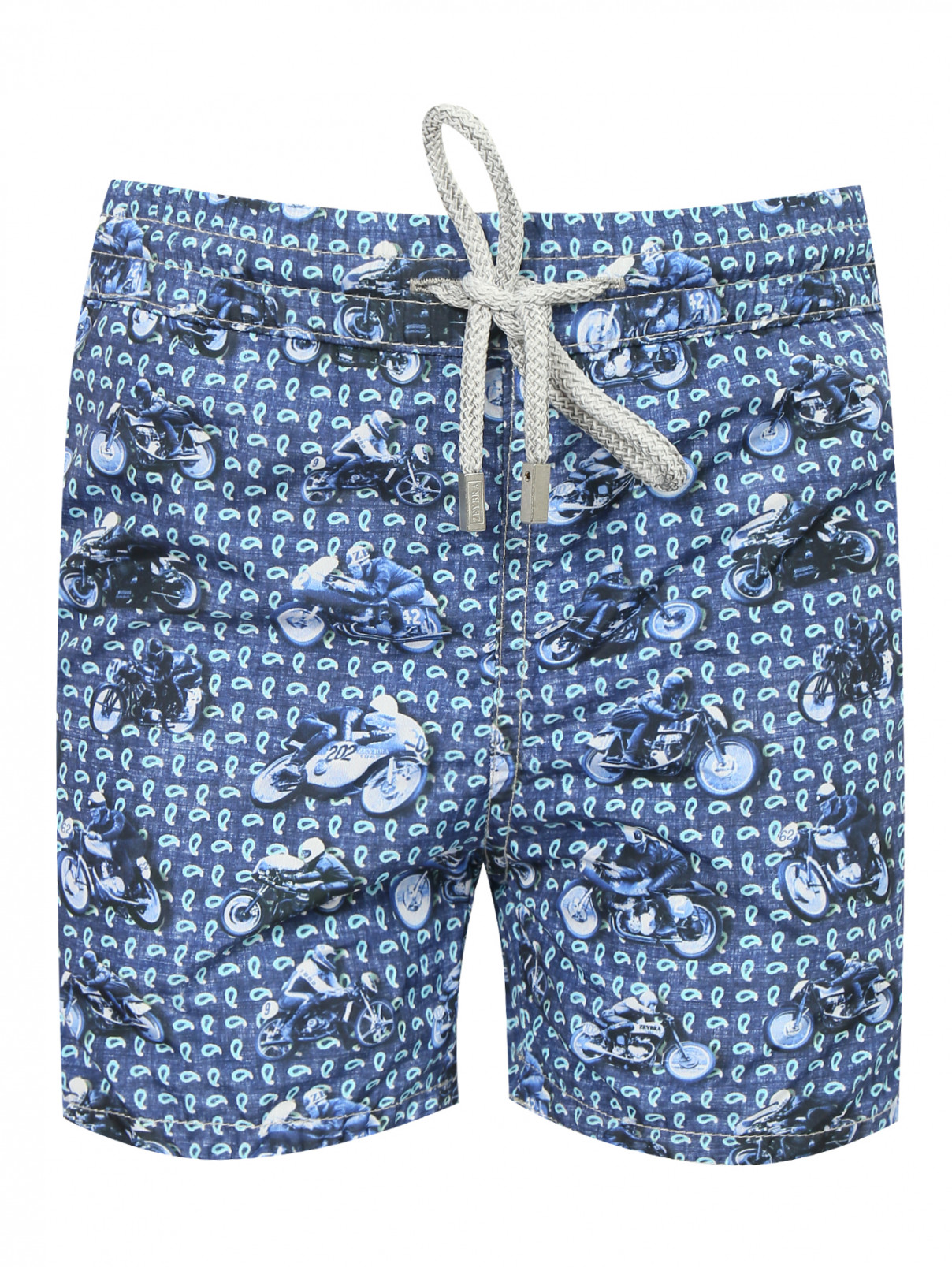 Плавки-шорты купальные с узором Zeybra  –  Общий вид  – Цвет:  Синий