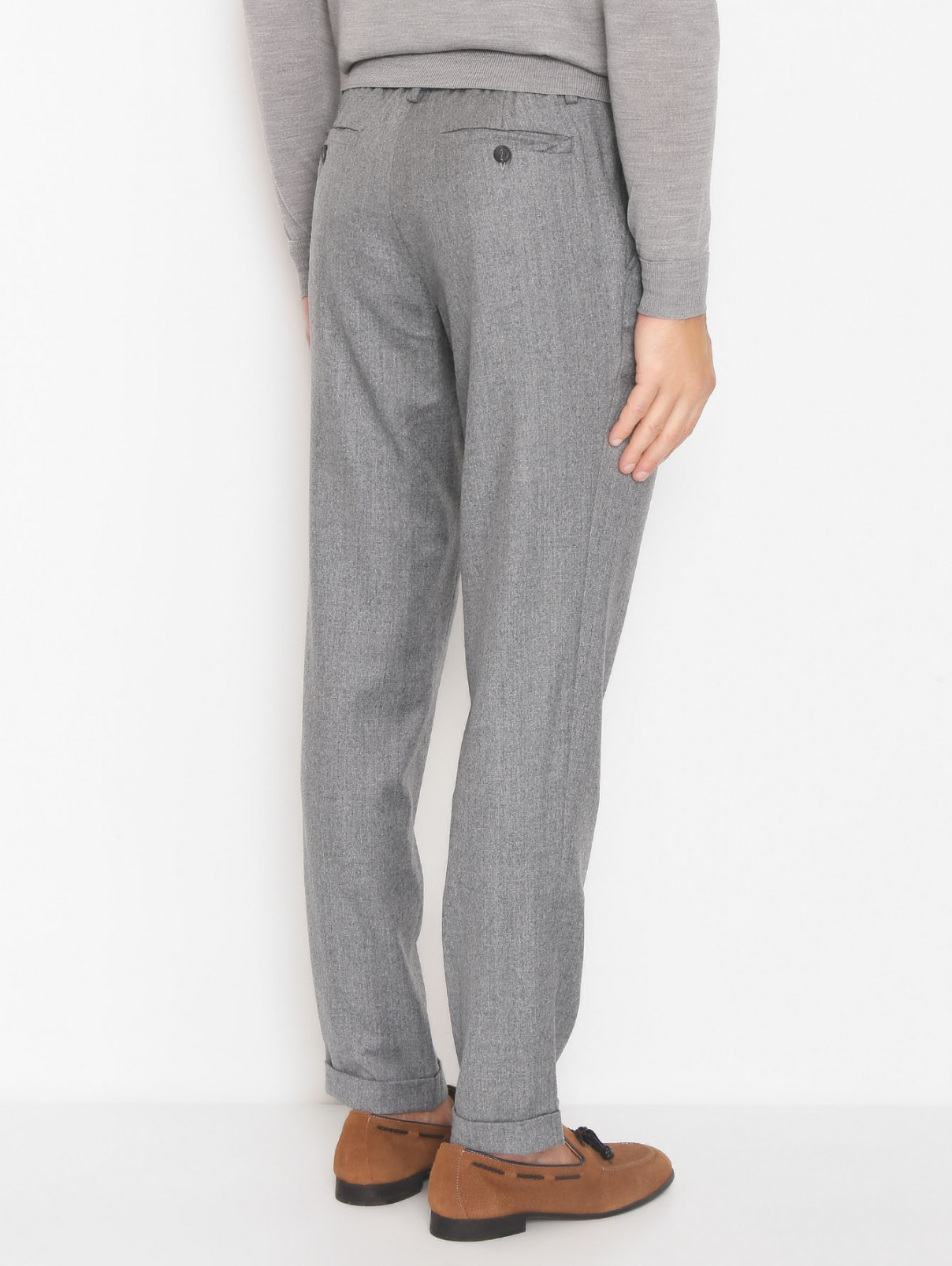 Однотонные брюки из шерсти на резинке Capobianco  –  МодельВерхНиз1  – Цвет:  Серый