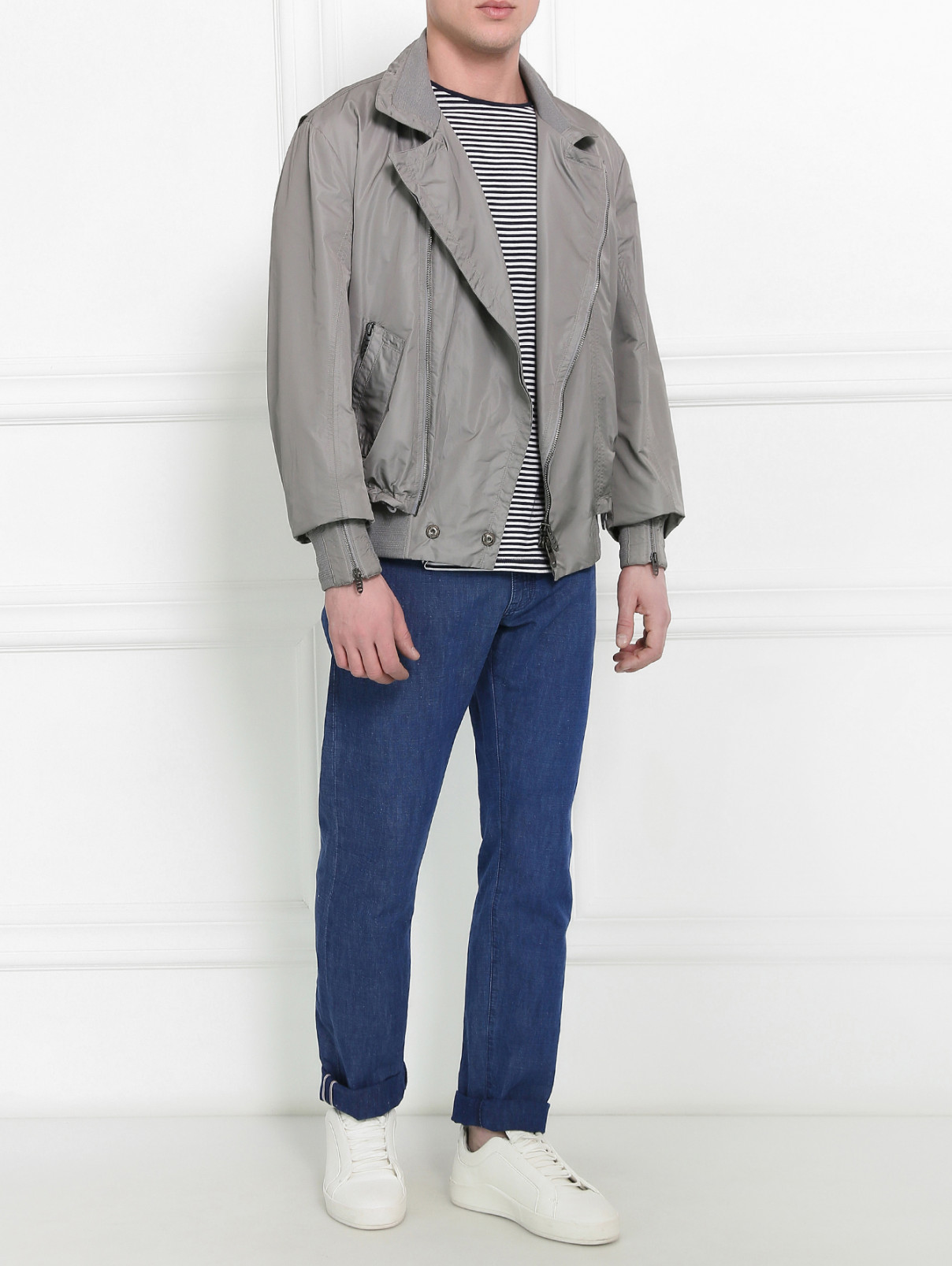Куртка на молнии с боковыми карманами Ermanno Scervino  –  Модель Общий вид  – Цвет:  Серый