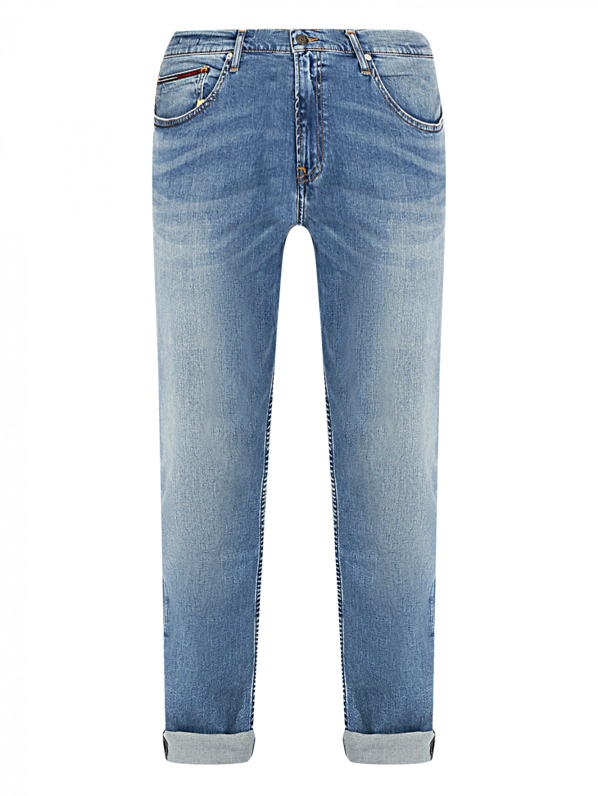 Джинсы прямого кроя с потертостями Tommy Jeans  –  Общий вид  – Цвет:  Синий