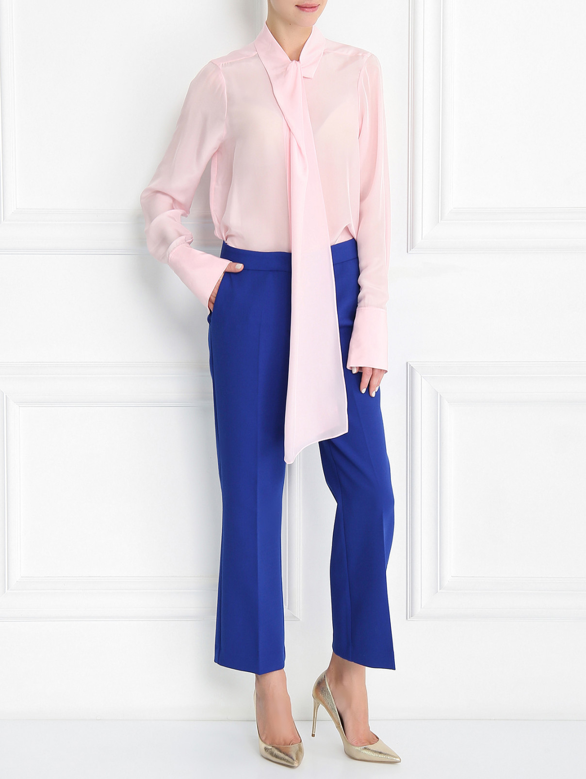 Удлиненная блуза из шелка Joseph  –  Модель Общий вид  – Цвет:  Розовый