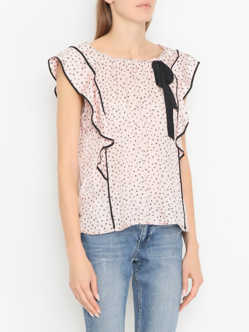 Блуза из смешанного шелка с бантом Caractere - МодельВерхНиз