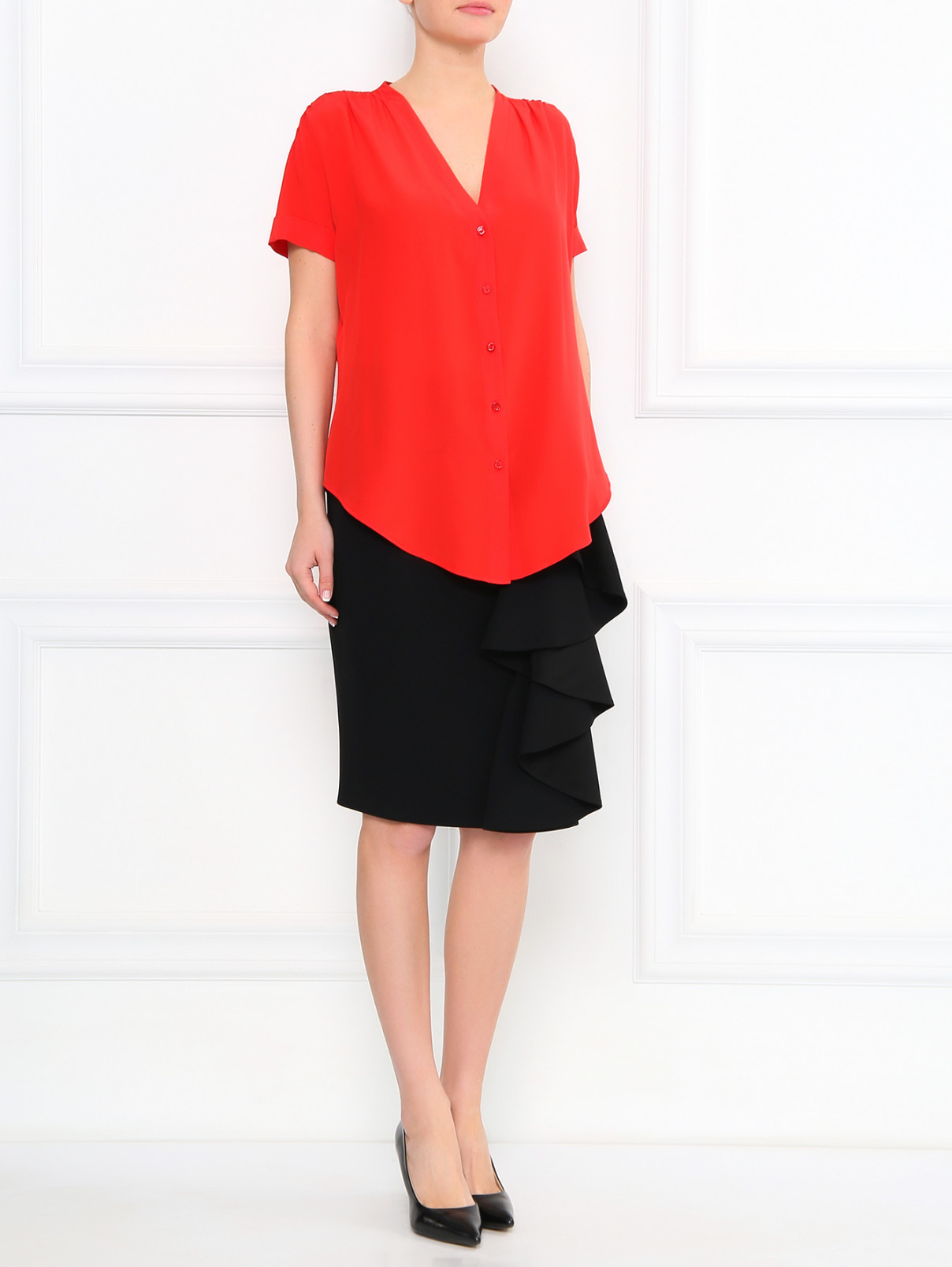 Блуза из шелка Moschino Couture  –  Модель Общий вид  – Цвет:  Красный