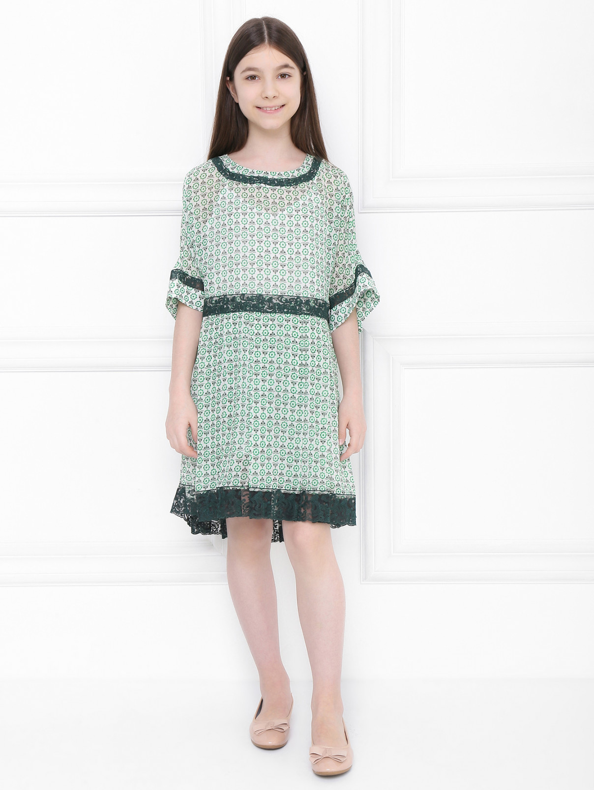 Платье из вискозы с подкладом Ermanno Scervino Junior  –  МодельОбщийВид  – Цвет:  Узор