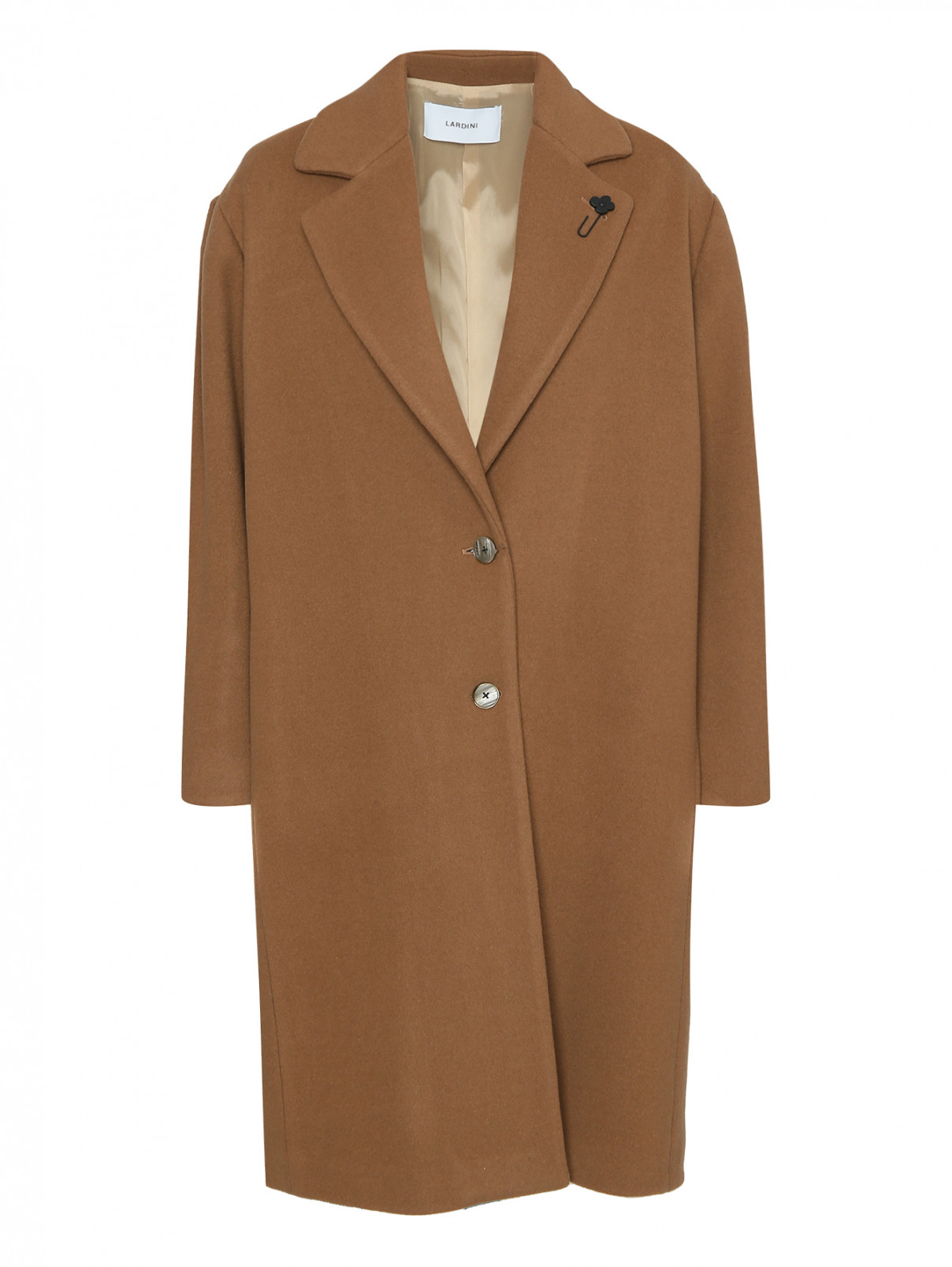 Пальто из шерсти с карманами LARDINI  –  Общий вид  – Цвет:  Коричневый
