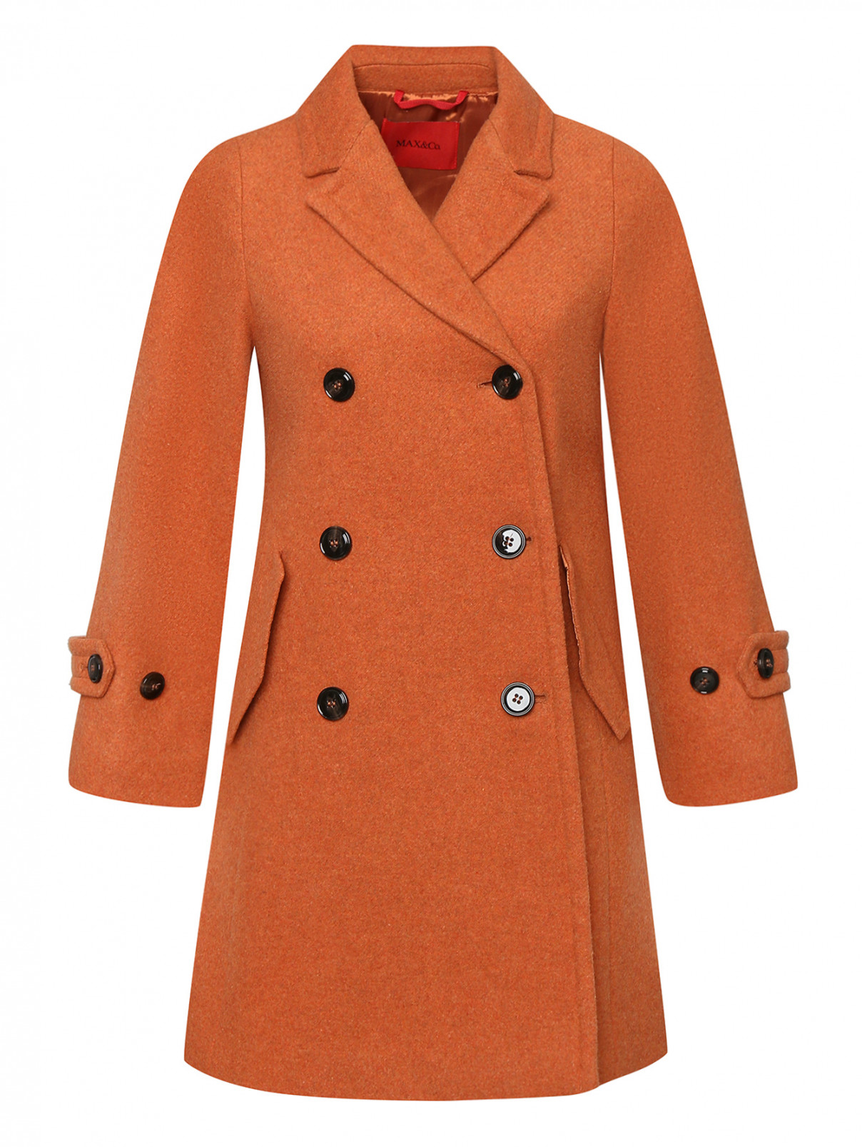 Укороченное пальто из смешанной шерсти Max&Co  –  Общий вид  – Цвет:  Оранжевый