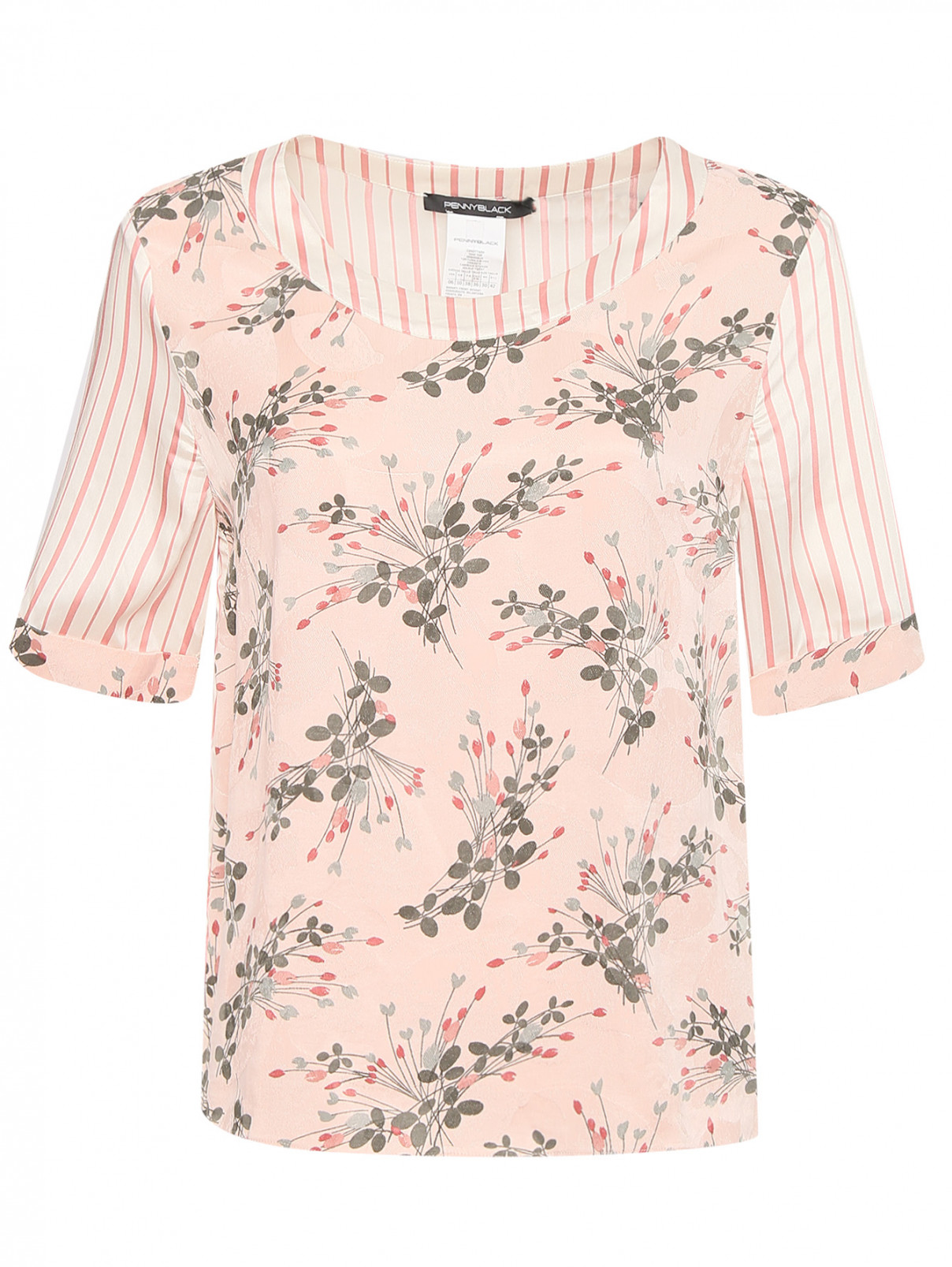 Блуза с цветочным узором PennyBlack  –  Общий вид  – Цвет:  Розовый