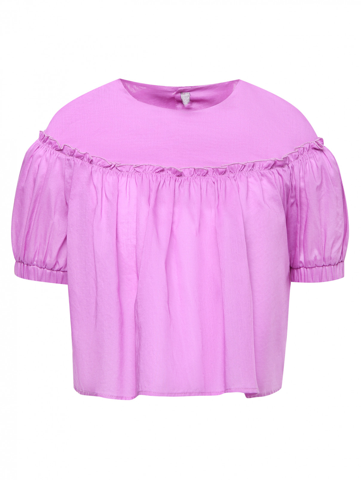 Хлопковая блуза с кокеткой Il Gufo  –  Общий вид  – Цвет:  Фиолетовый