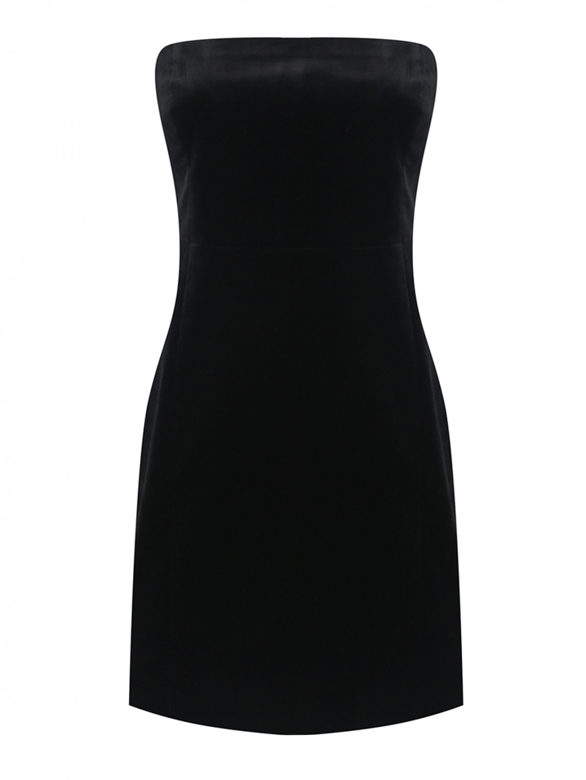 Платье-мини из бархата Theory  –  Общий вид  – Цвет:  Черный