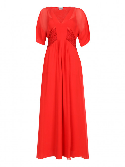 Платье-макси из шелка с кружевной отделкой - Общий вид