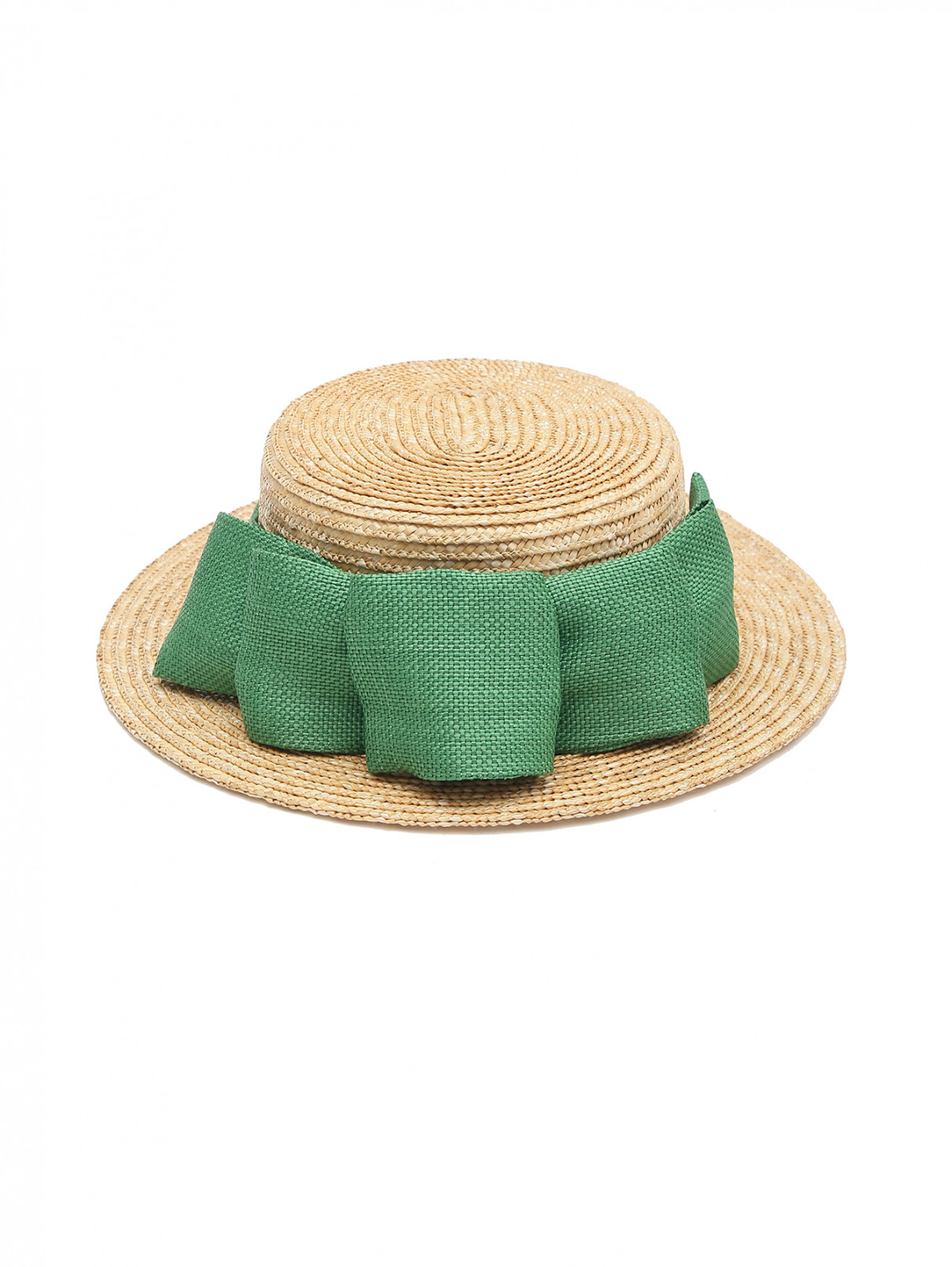 Соломенная шляпа с бантом MiMiSol  –  Общий вид  – Цвет:  Бежевый