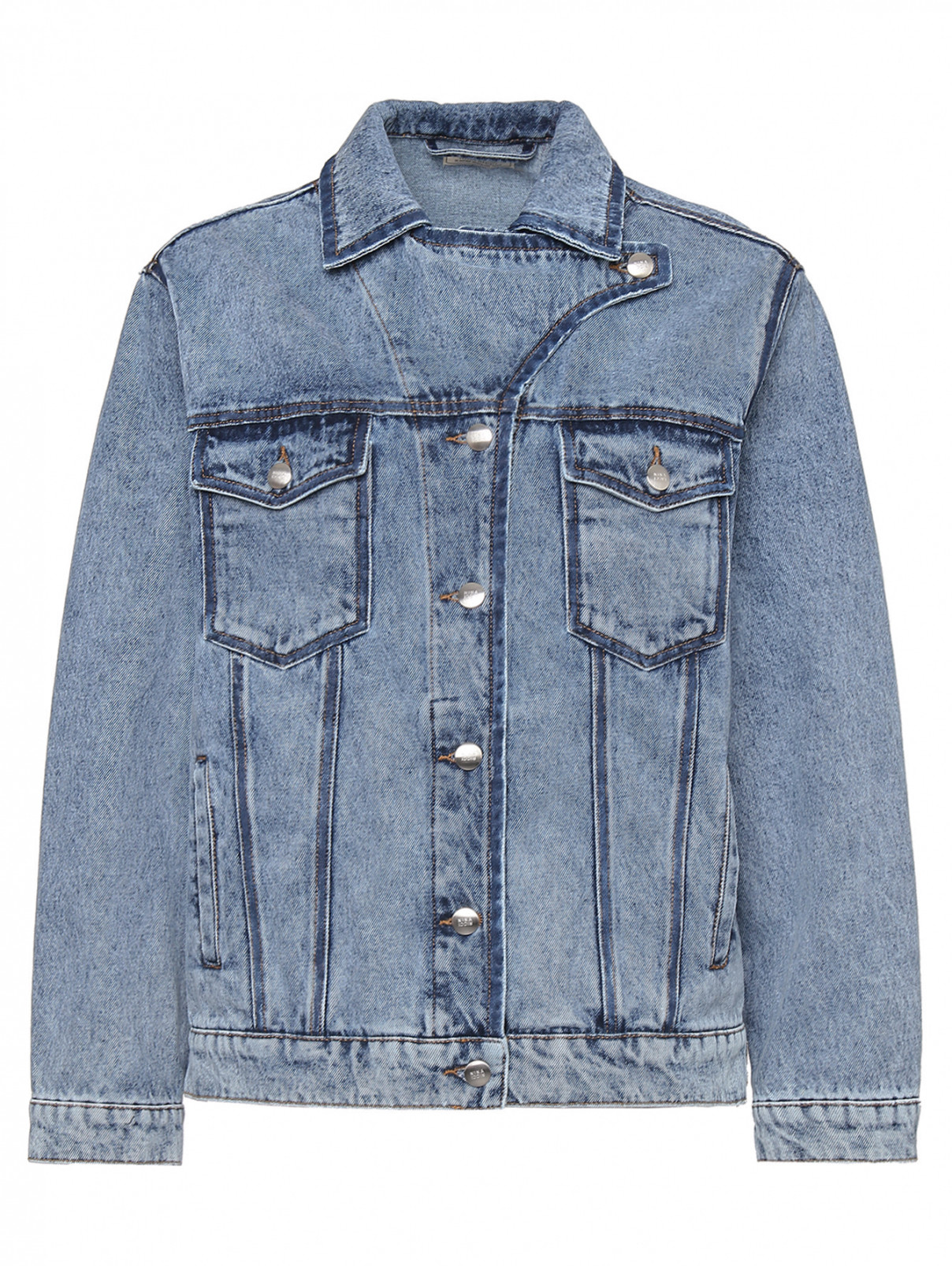 Джинсовая куртка из хлопка с карманами Nina Ricci  –  Общий вид  – Цвет:  Синий