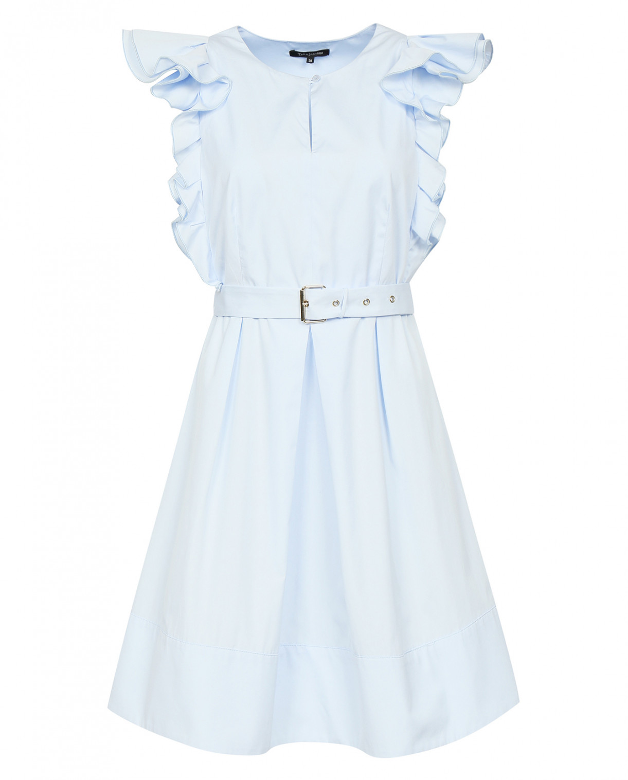 Платье-мини из хлопка с поясом в комплекте Tara Jarmon  –  Общий вид  – Цвет:  Синий