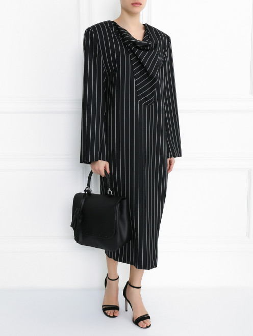 Платье-миди из шерсти с узором "полоска" Jil Sander - Модель Общий вид