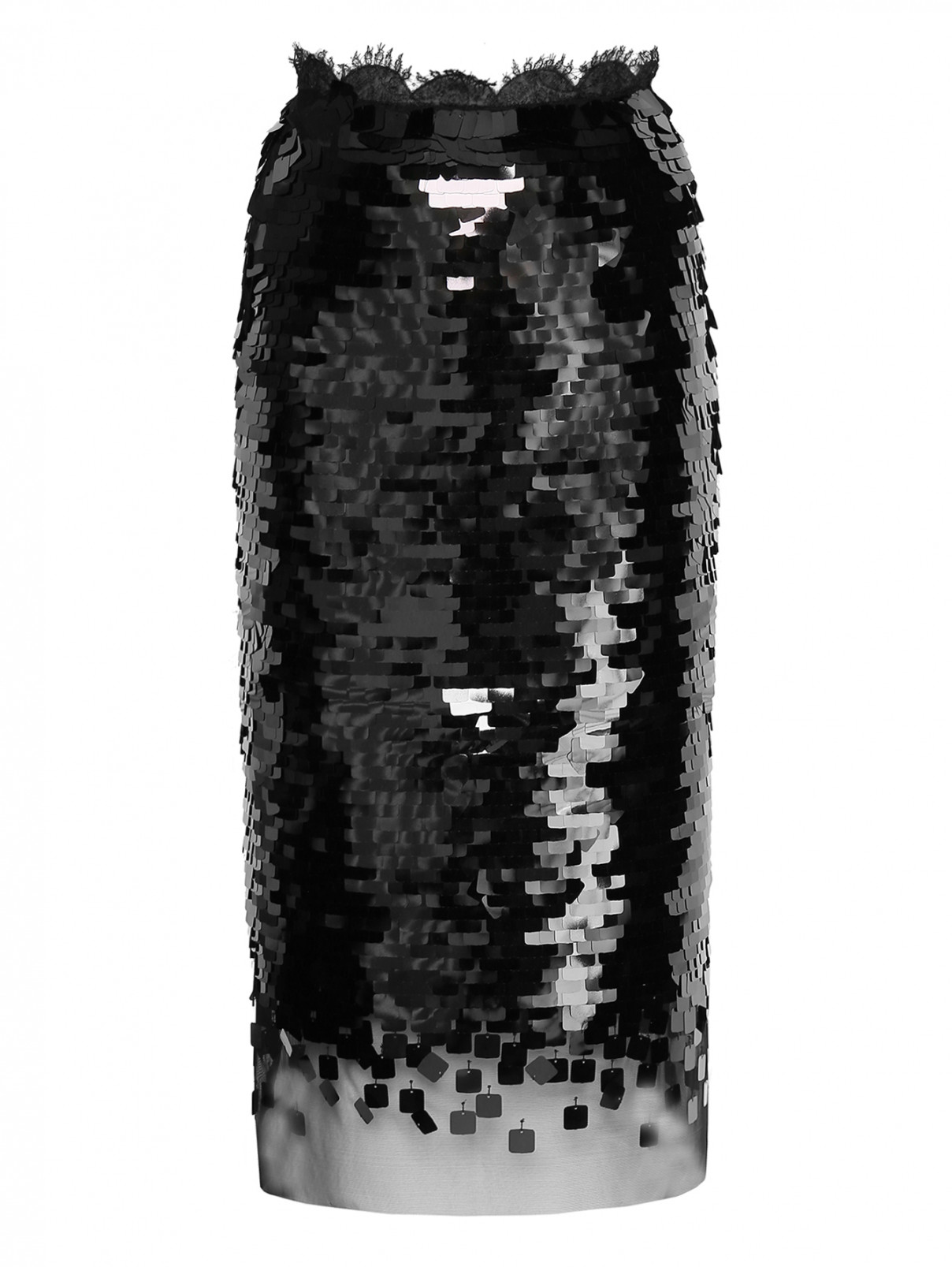 Юбка-карандаш с пайетками Ermanno Scervino  –  Общий вид  – Цвет:  Черный