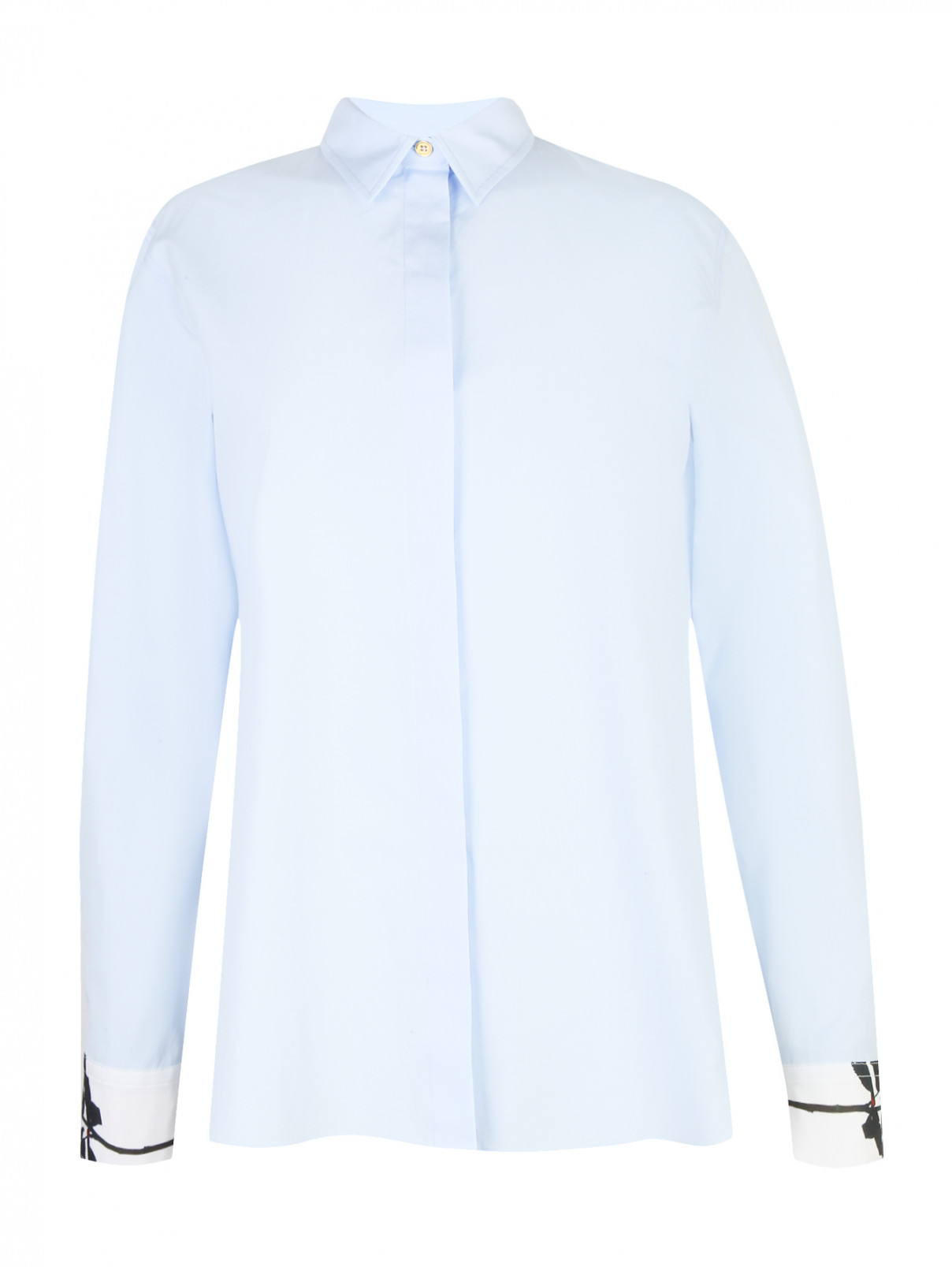 Рубашка из хлопка с контрастной отделкой Paul Smith  –  Общий вид  – Цвет:  Синий
