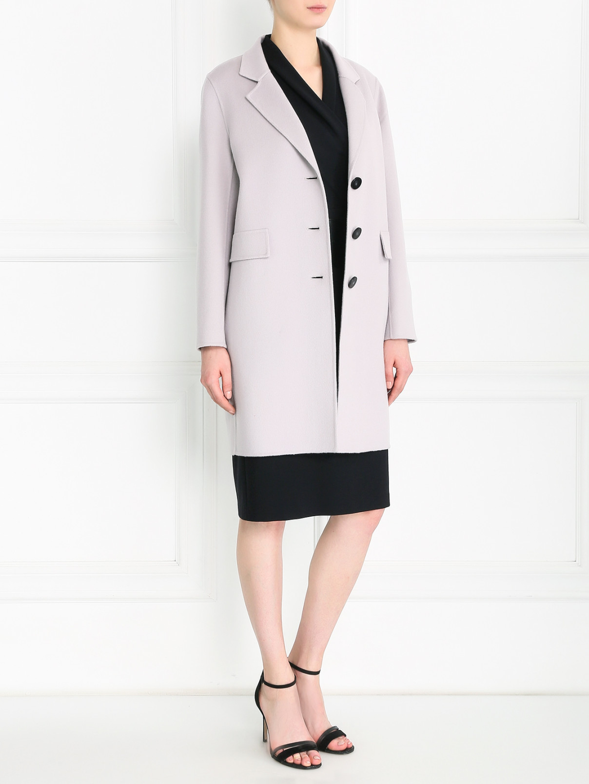 Однобортное пальто из кашемира Armani Collezioni  –  Модель Общий вид  – Цвет:  Фиолетовый