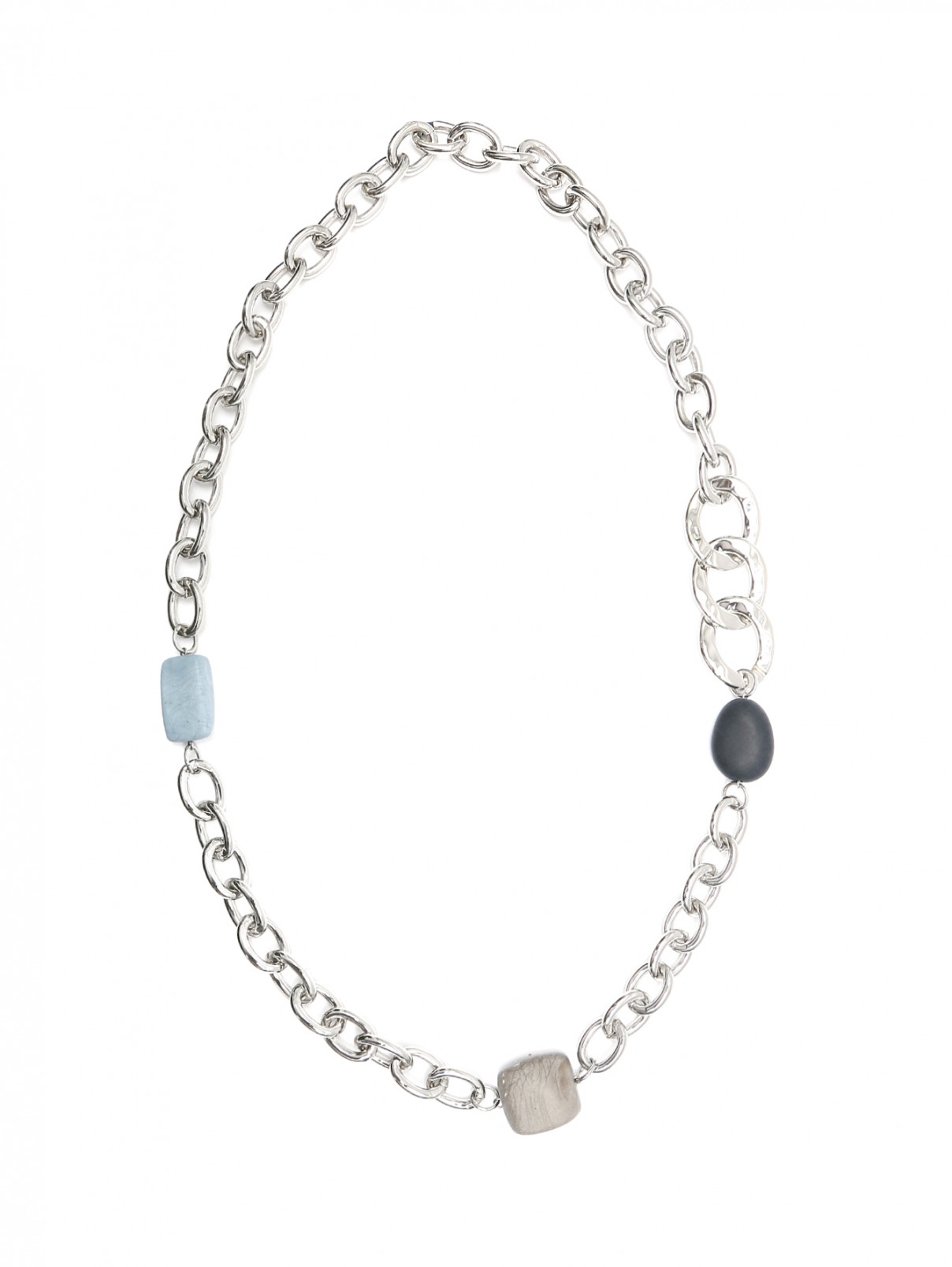 Ожерелье из металла с камнями Max Mara  –  Общий вид  – Цвет:  Серый