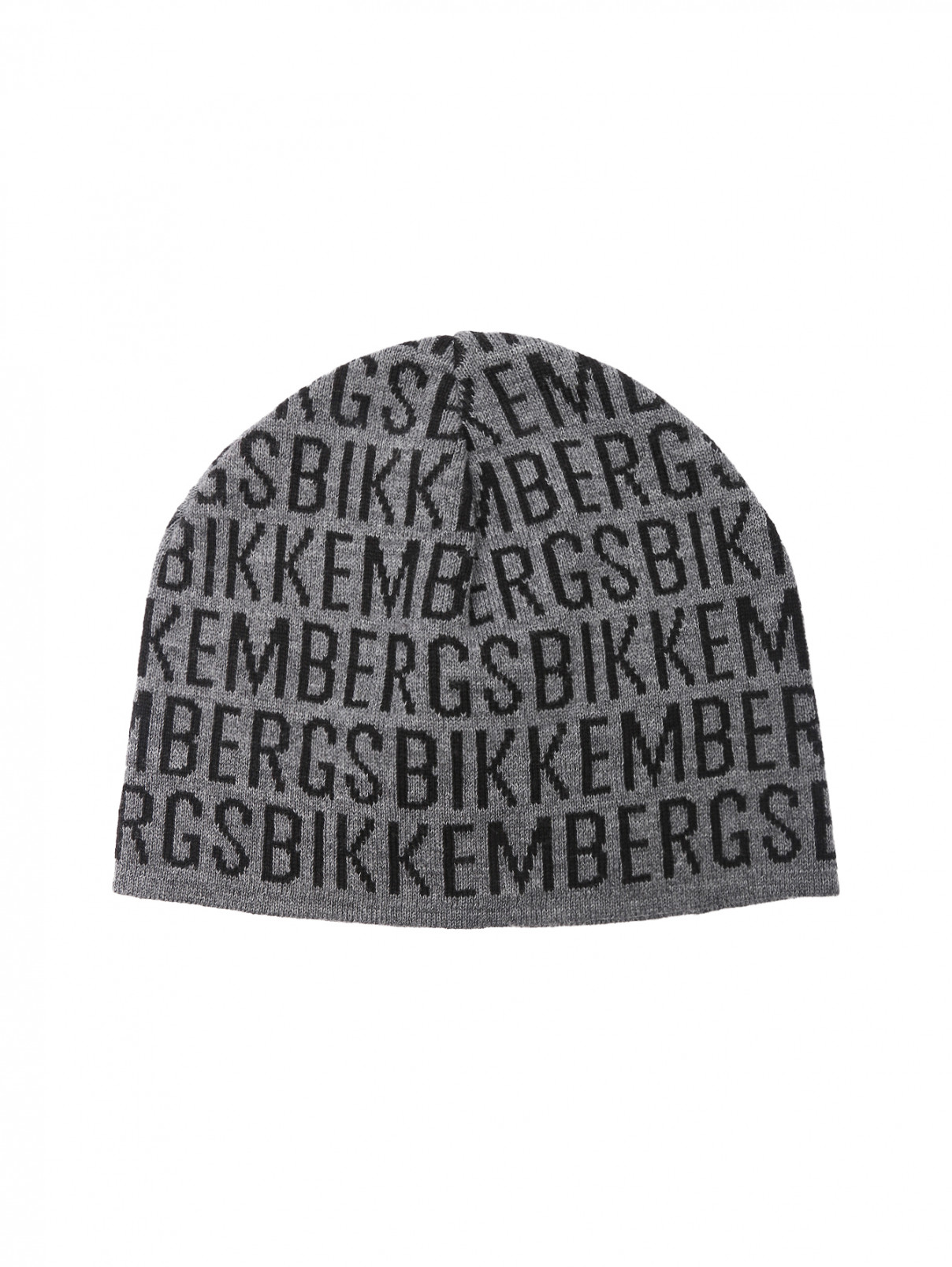 Шапка из смешанной шерсти с узором Bikkembergs  –  Общий вид  – Цвет:  Серый