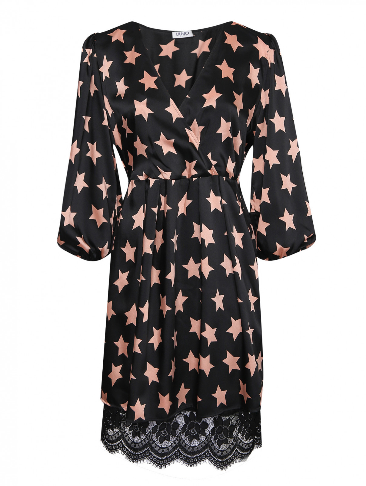 Платье с узором и кружевной отделкой Liu Jo  –  Общий вид  – Цвет:  Черный