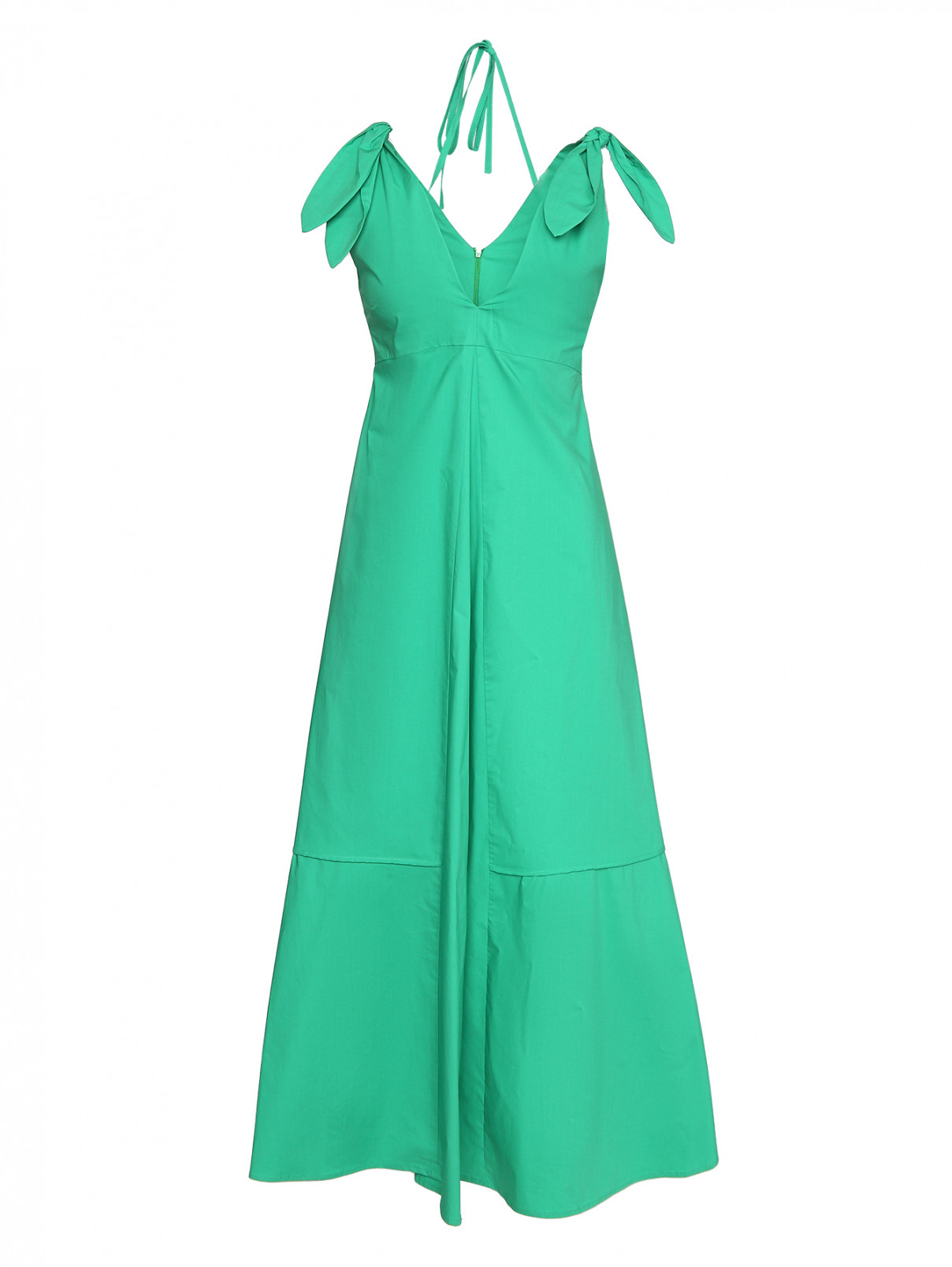 Платье из хлопка на завязках Erika Cavallini  –  Общий вид  – Цвет:  Зеленый