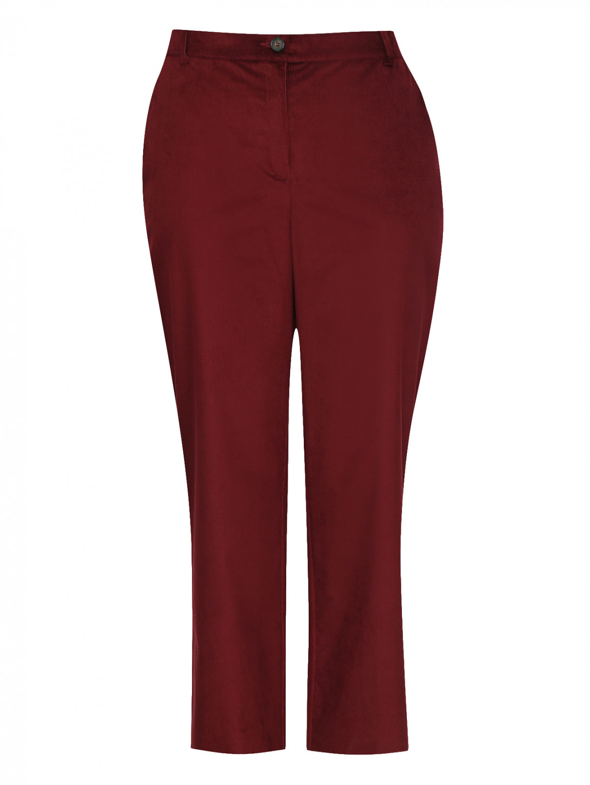Укороченные брюки из смешанного хлопка прямого кроя Marina Rinaldi  –  Общий вид  – Цвет:  Красный