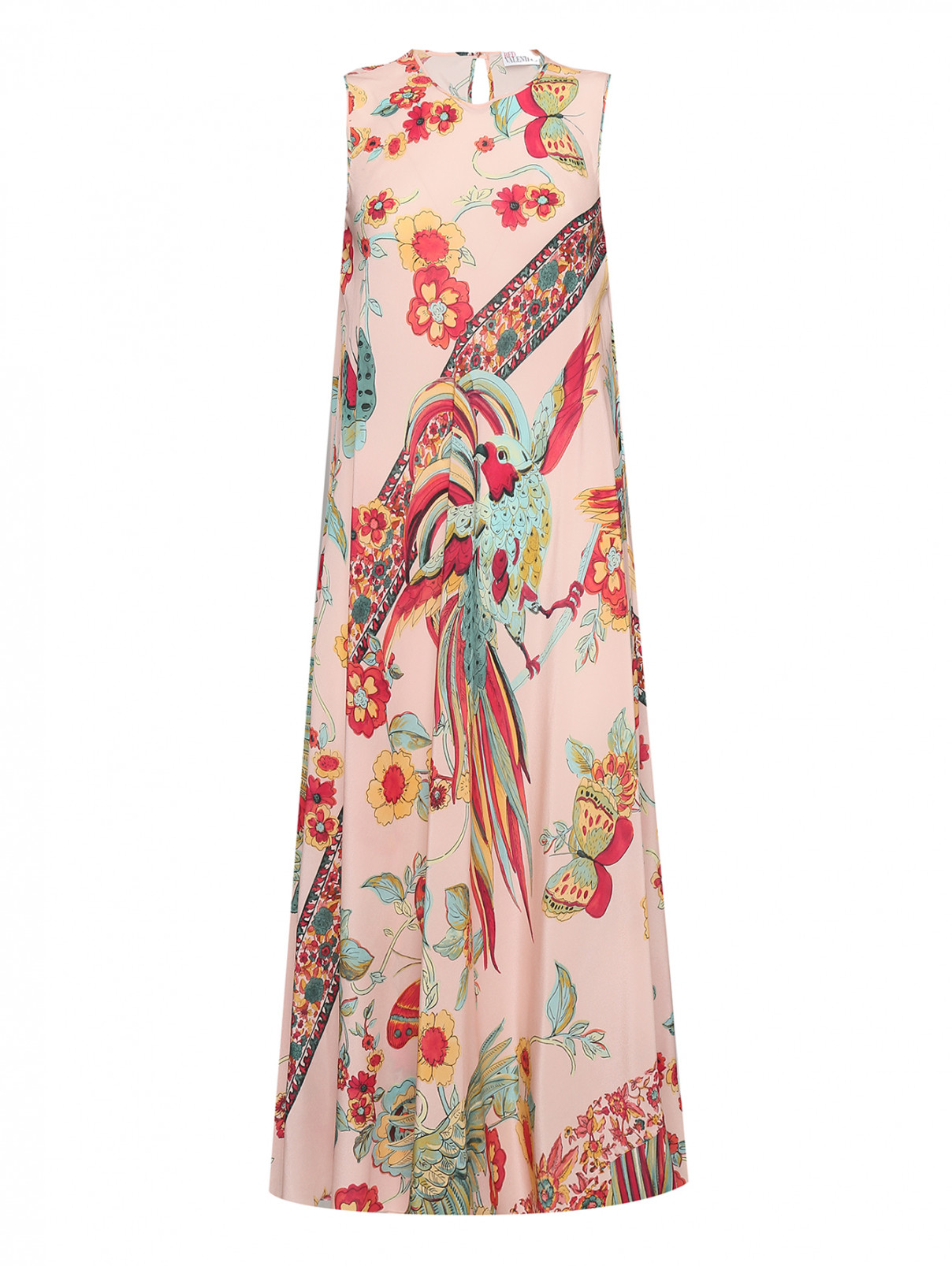 Платье из шелка с цветочным узором Red Valentino  –  Общий вид  – Цвет:  Розовый