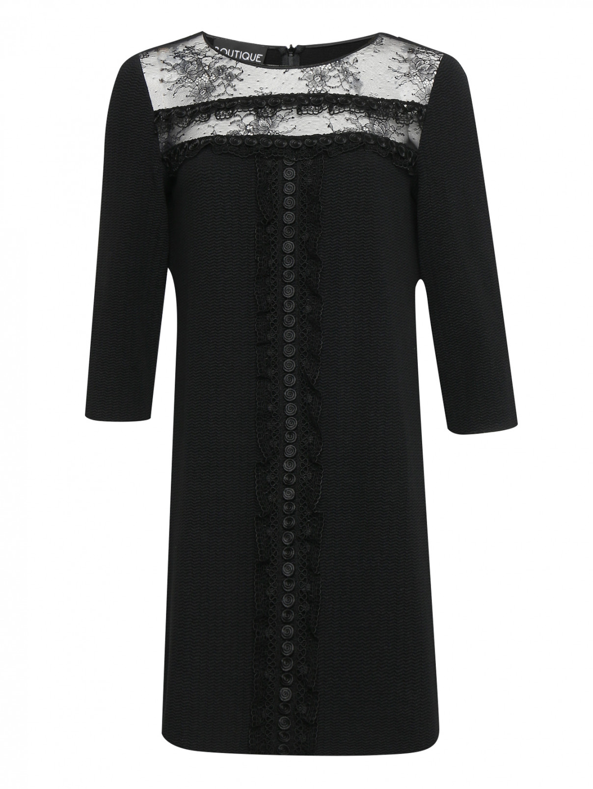 Трикотажное платье с декоративной отделкой BOUTIQUE MOSCHINO  –  Общий вид  – Цвет:  Черный