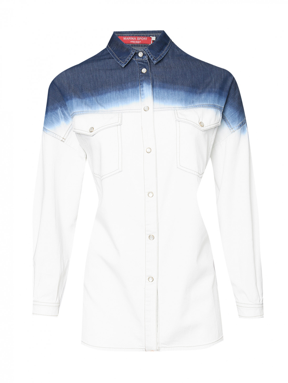 Рубашка из хлопка на кнопках с карманами Marina Rinaldi  –  Общий вид  – Цвет:  Мультиколор