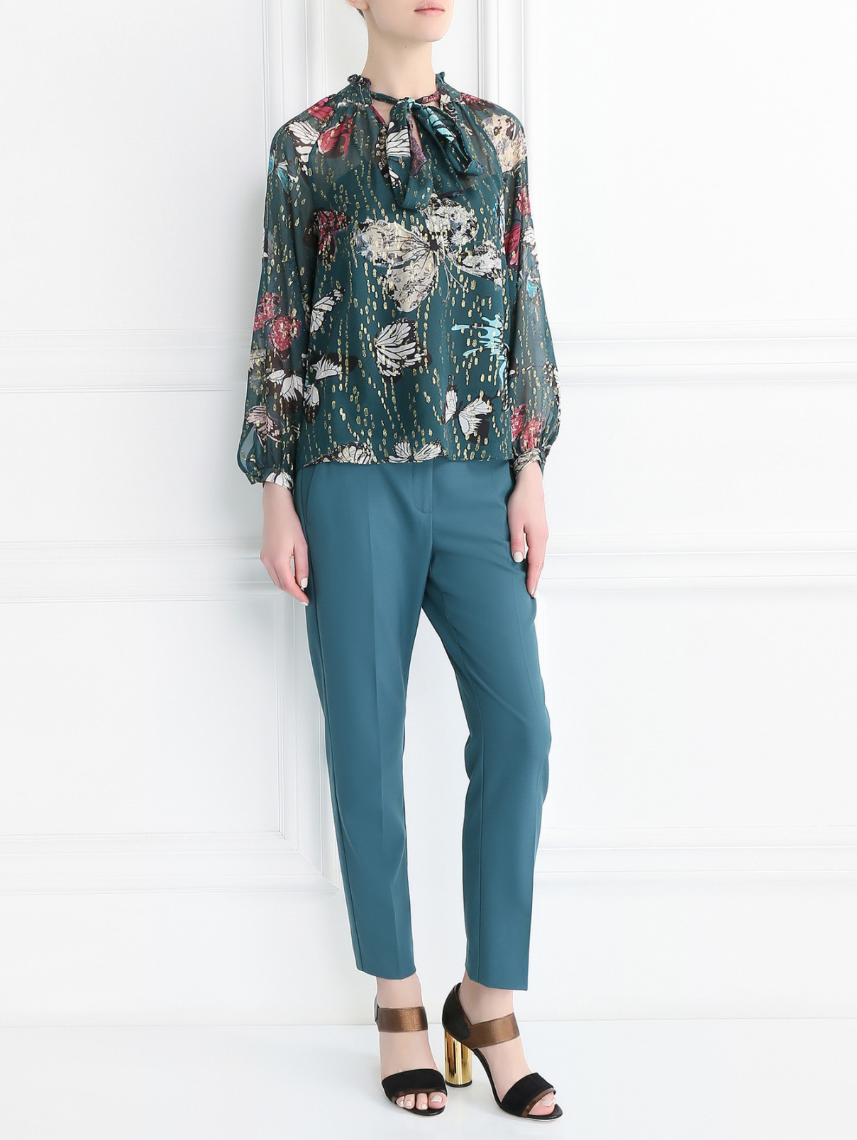 Блуза из шелка свободного кроя с узором Max&Co  –  Модель Общий вид  – Цвет:  Узор