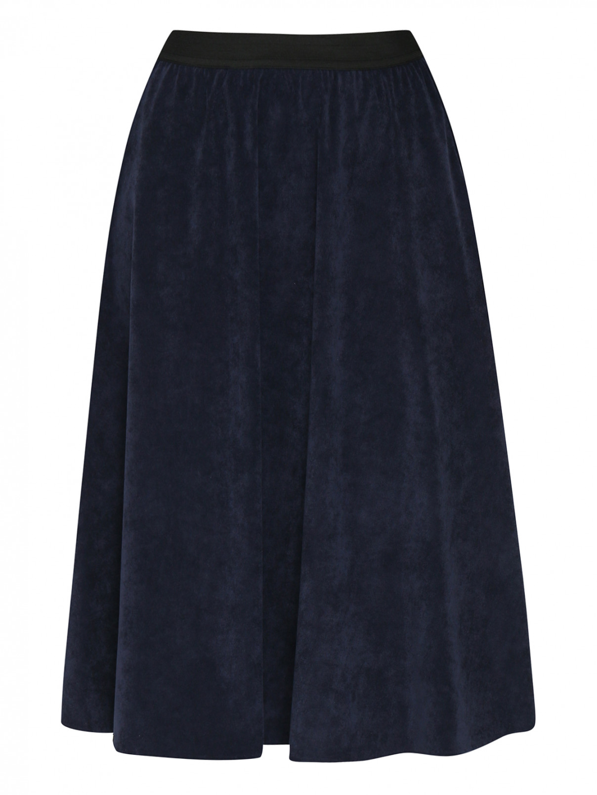 Вельветовая юбка-миди на резинке Persona by Marina Rinaldi  –  Общий вид  – Цвет:  Синий