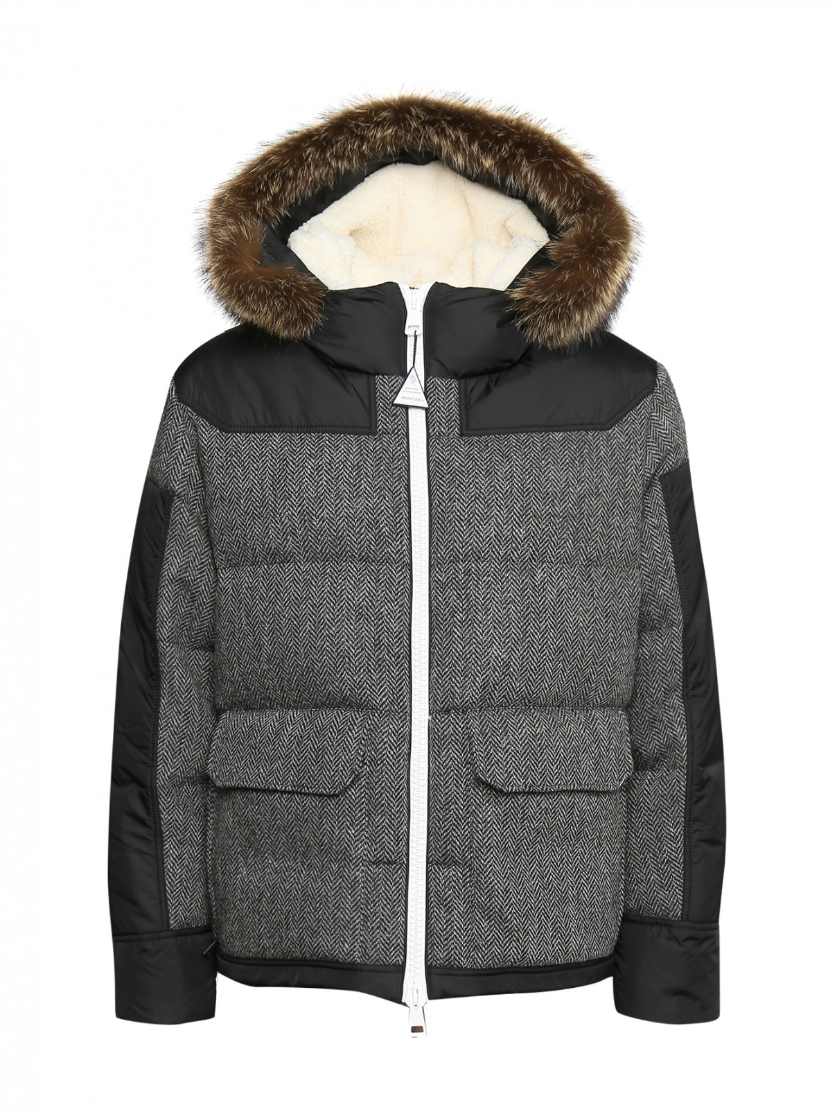Куртка пуховая на молнии с капюшоном Moncler  –  Общий вид  – Цвет:  Черный