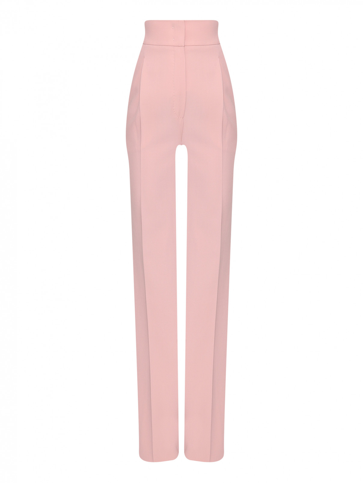 Брюки из шерсти прямого кроя с карманами Max Mara  –  Общий вид  – Цвет:  Розовый