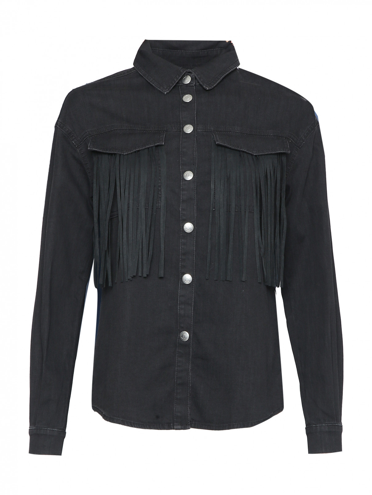 Рубашка с карманами и бахромой GAELLE PARIS  –  Общий вид  – Цвет:  Черный