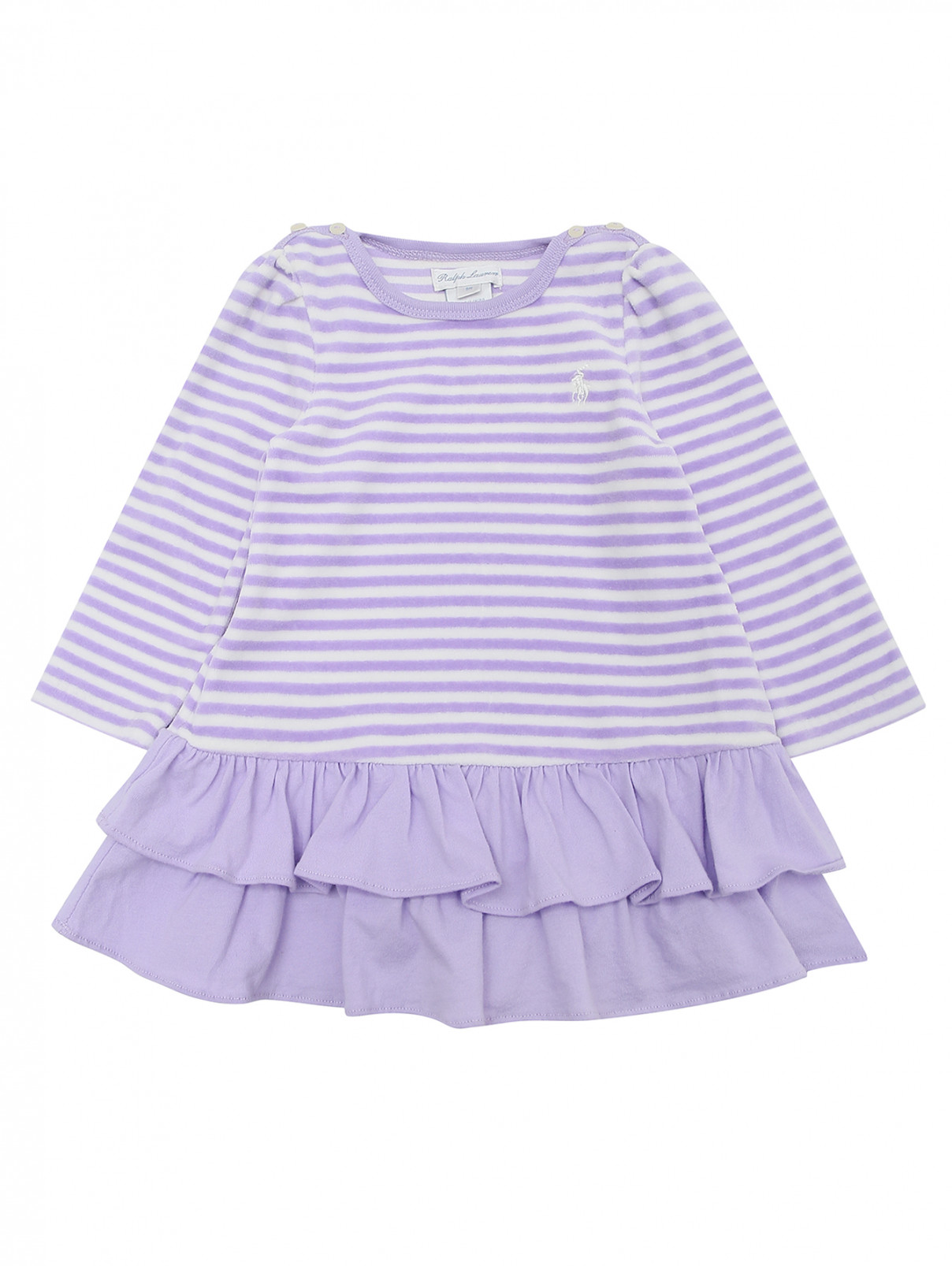 Платье велюровое с оборками Ralph Lauren  –  Общий вид  – Цвет:  Фиолетовый