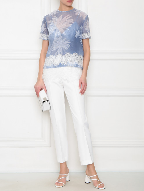 Топ с узором и кружевом Ermanno Scervino - МодельОбщийВид