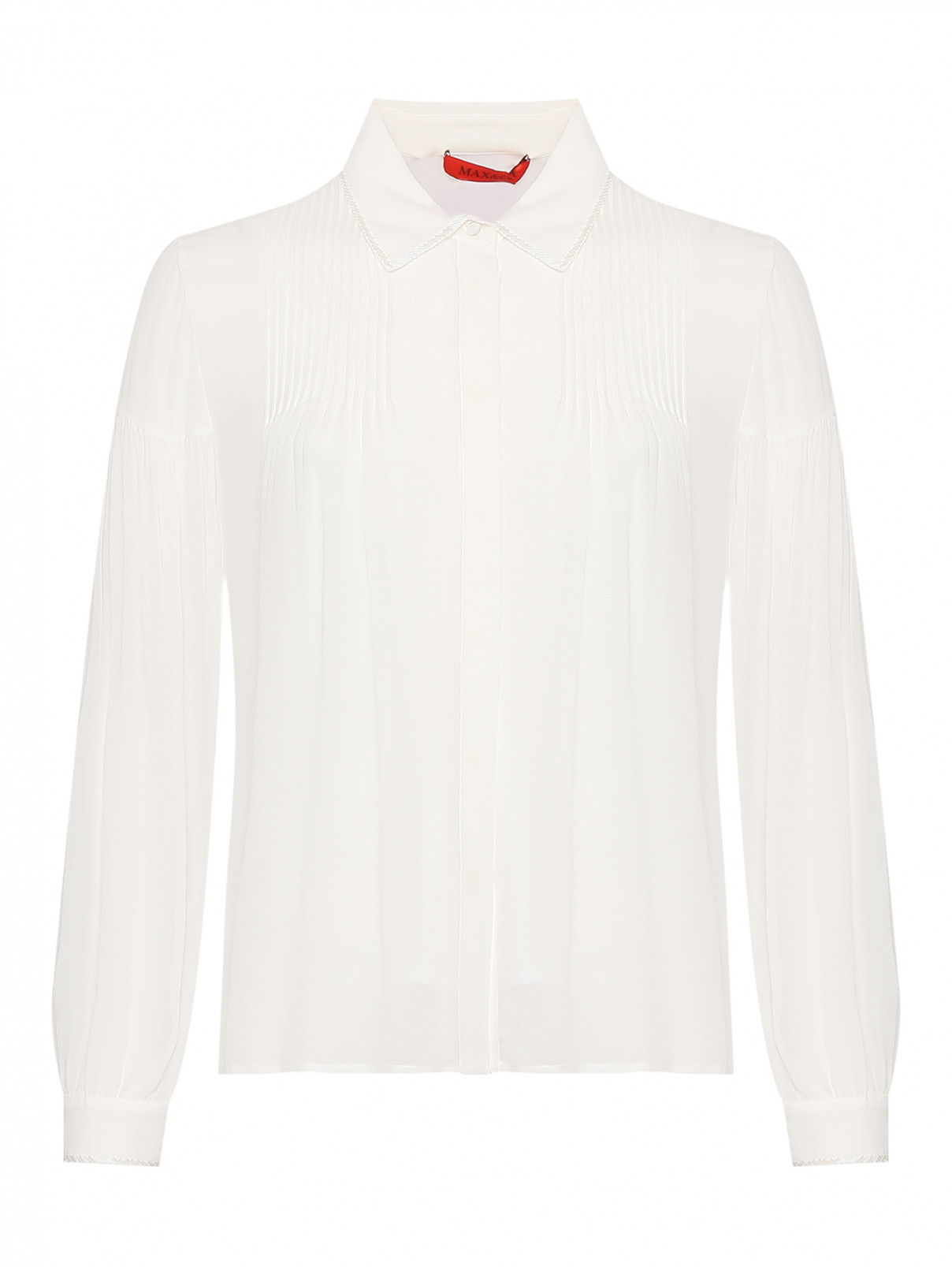 Блуза из вискозы с декором Max&Co  –  Общий вид  – Цвет:  Белый
